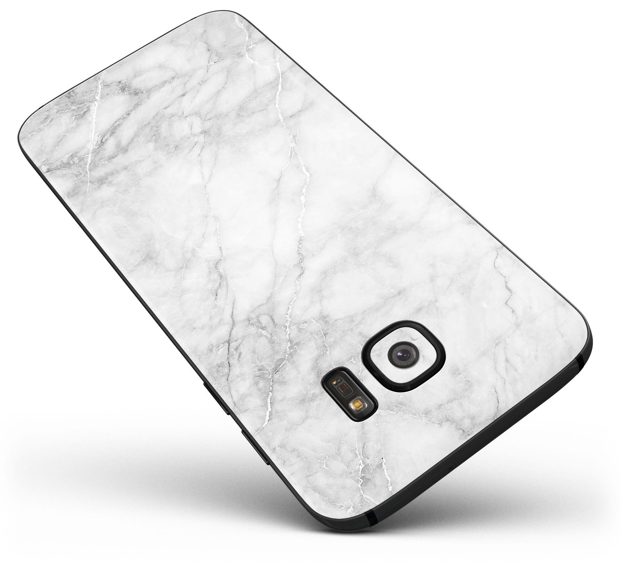 White Scratched Marble Skin-Kit for Samsung Galaxy S7, showcasing a stylish design with full-body coverage.