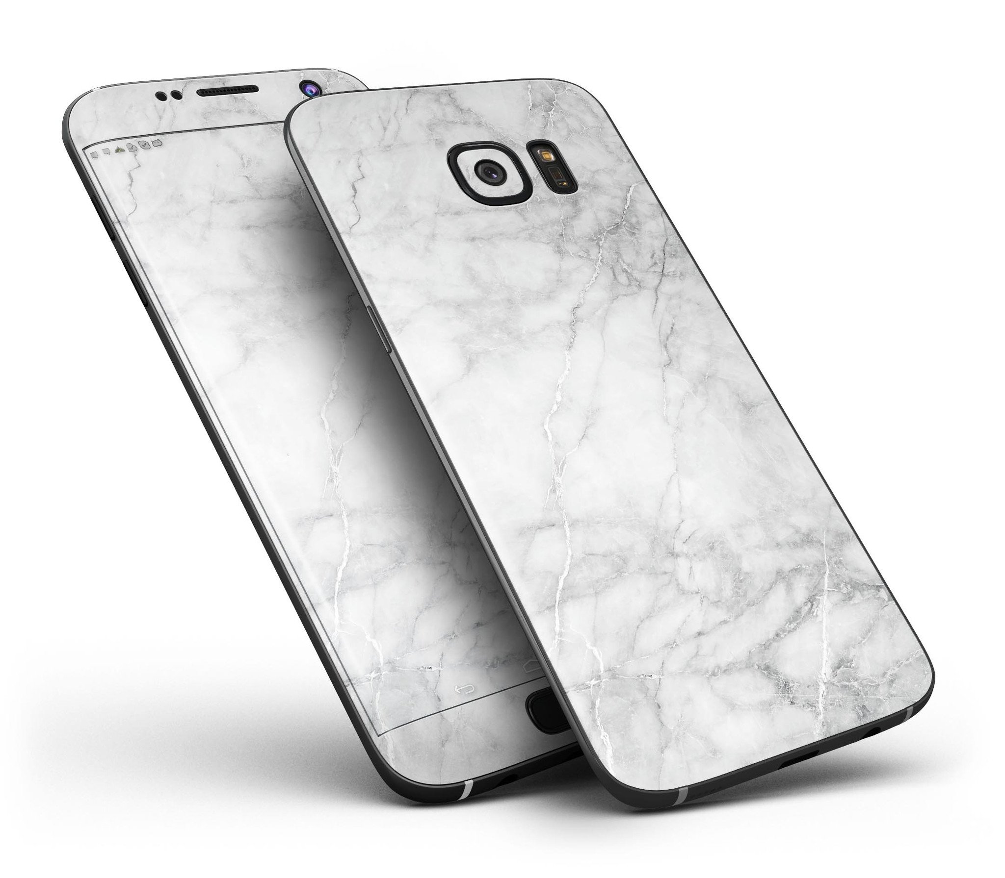 White Scratched Marble Skin-Kit for Samsung Galaxy S7, showcasing a stylish design with full-body coverage.