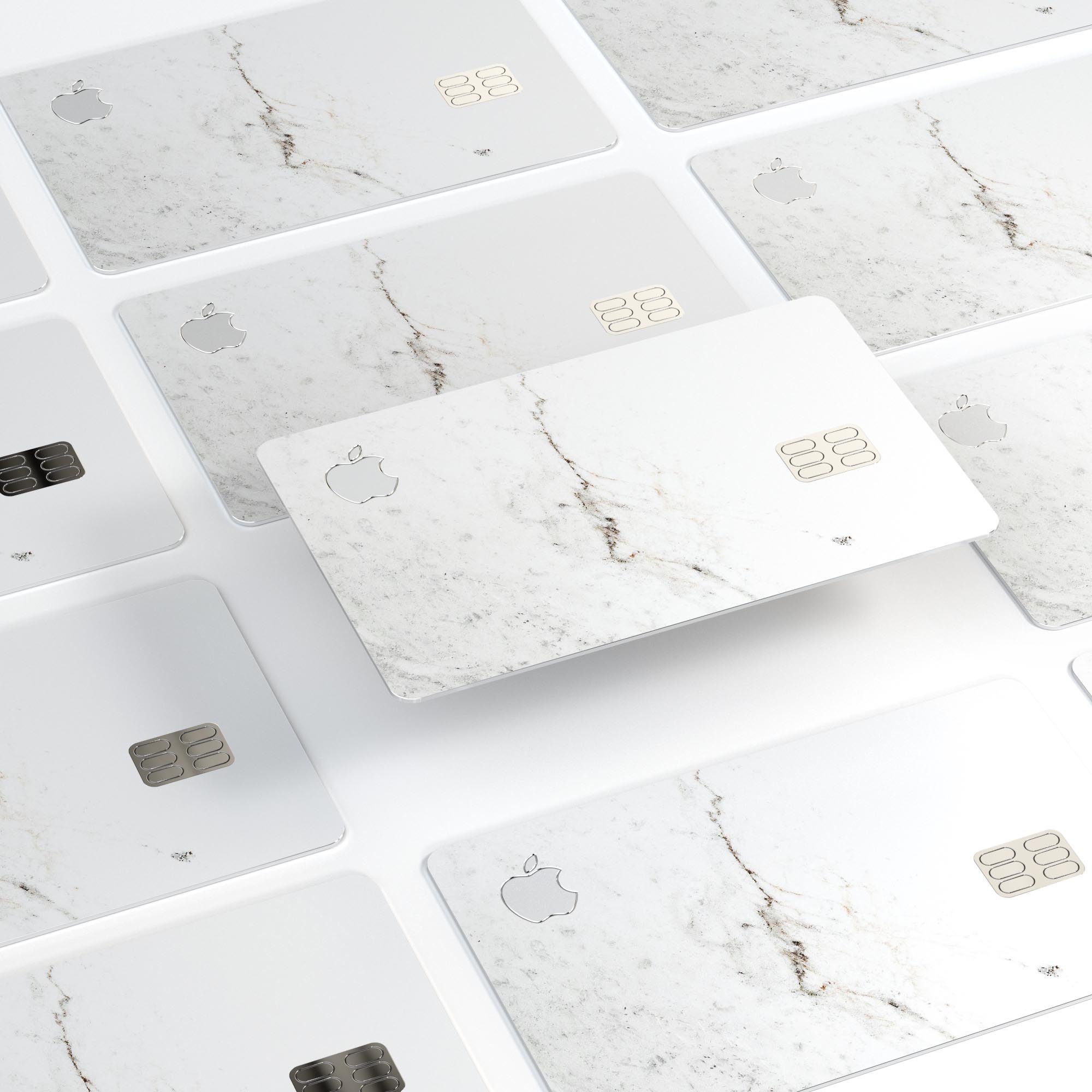 White Slight Grunge Marble Surface decal skin for Apple Card, showcasing a stylish and protective design.