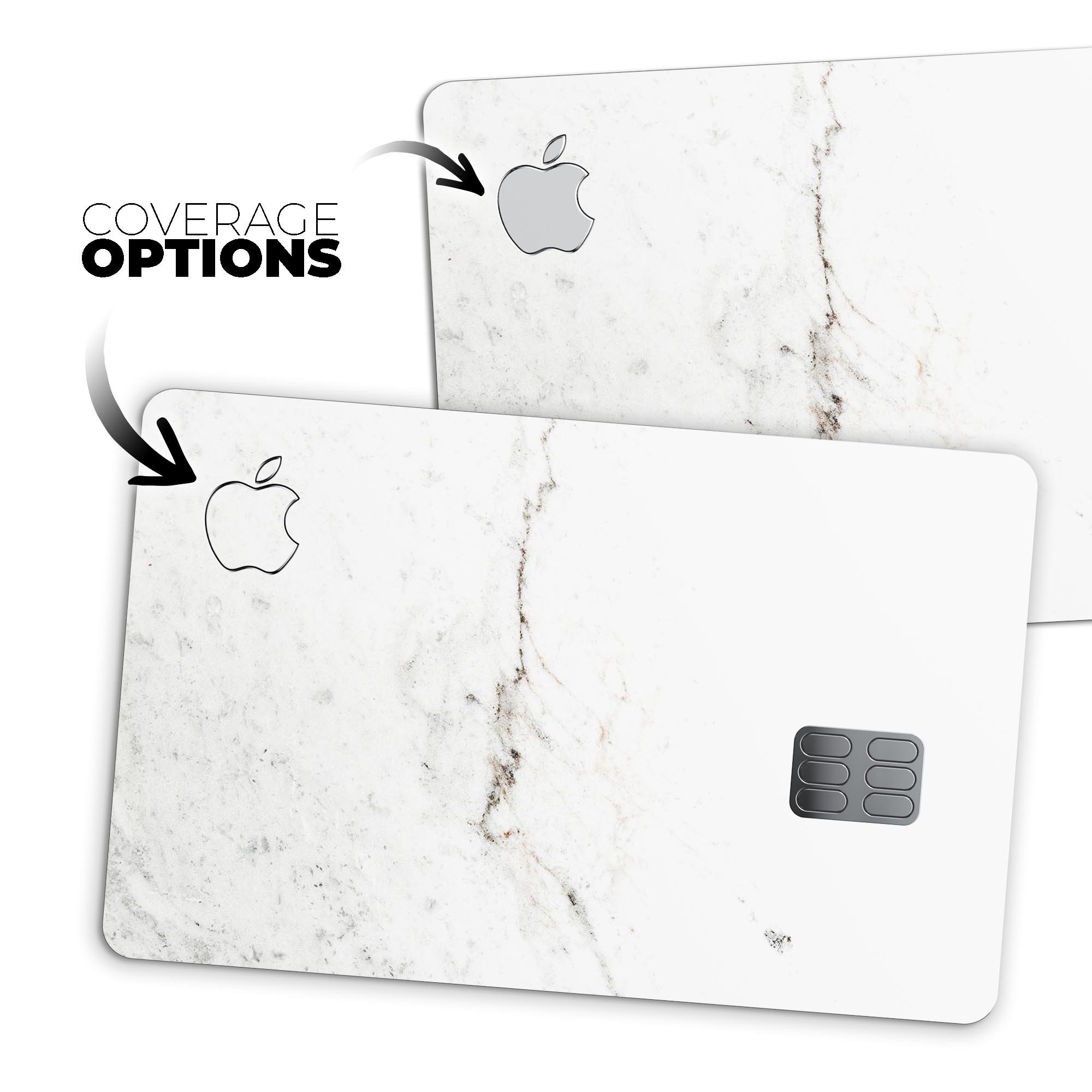 White Slight Grunge Marble Surface decal skin for Apple Card, showcasing a stylish and protective design.