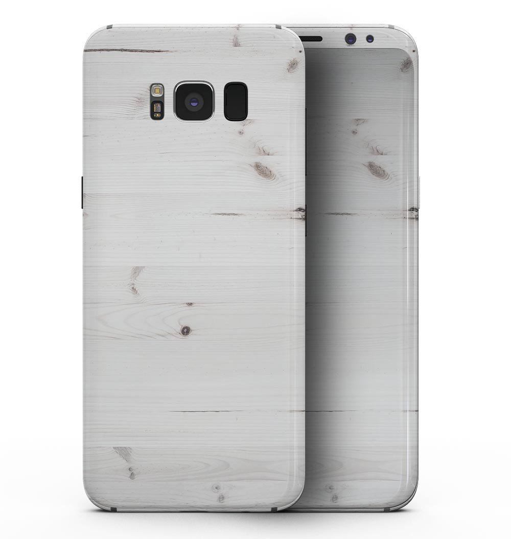 Samsung Galaxy S8 with White Vertical Wood Planks skin, showcasing a stylish and protective design.