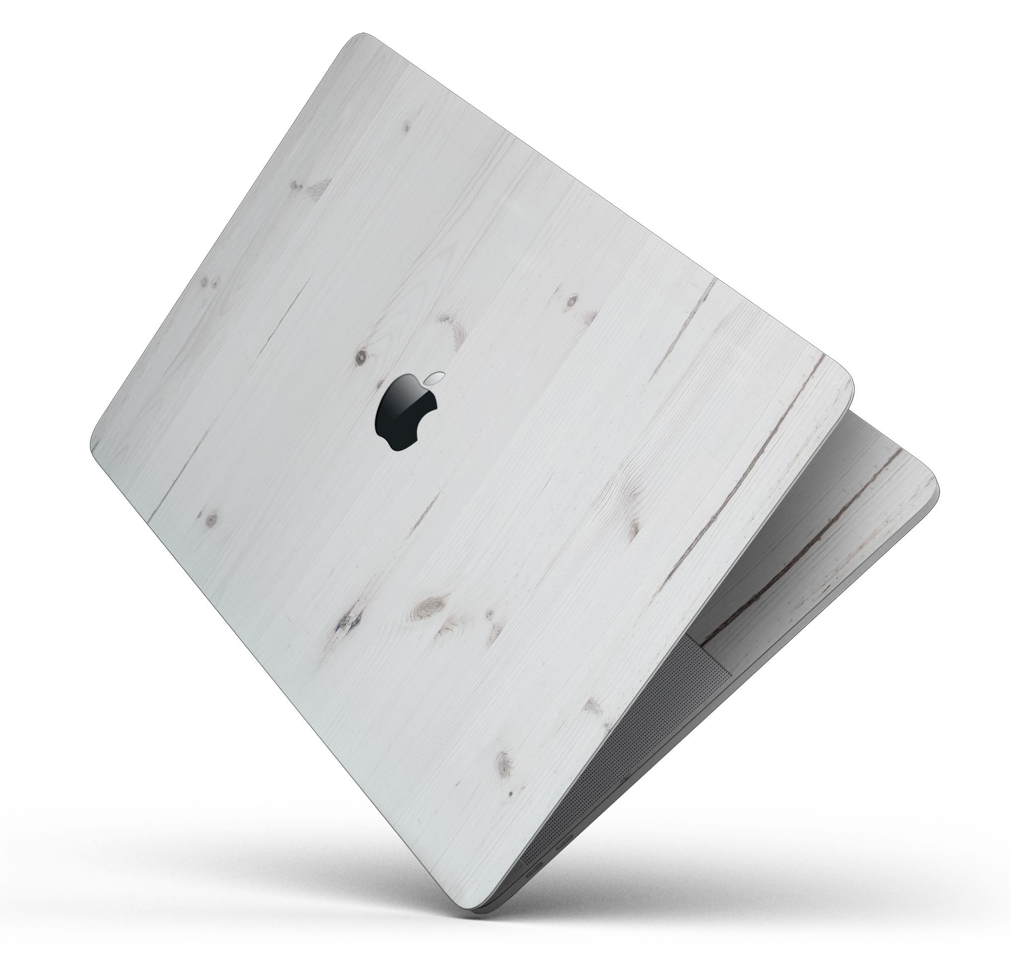 White Vertical Wood Planks skin decal wrap kit for Apple MacBook, showcasing a stylish wood texture design.