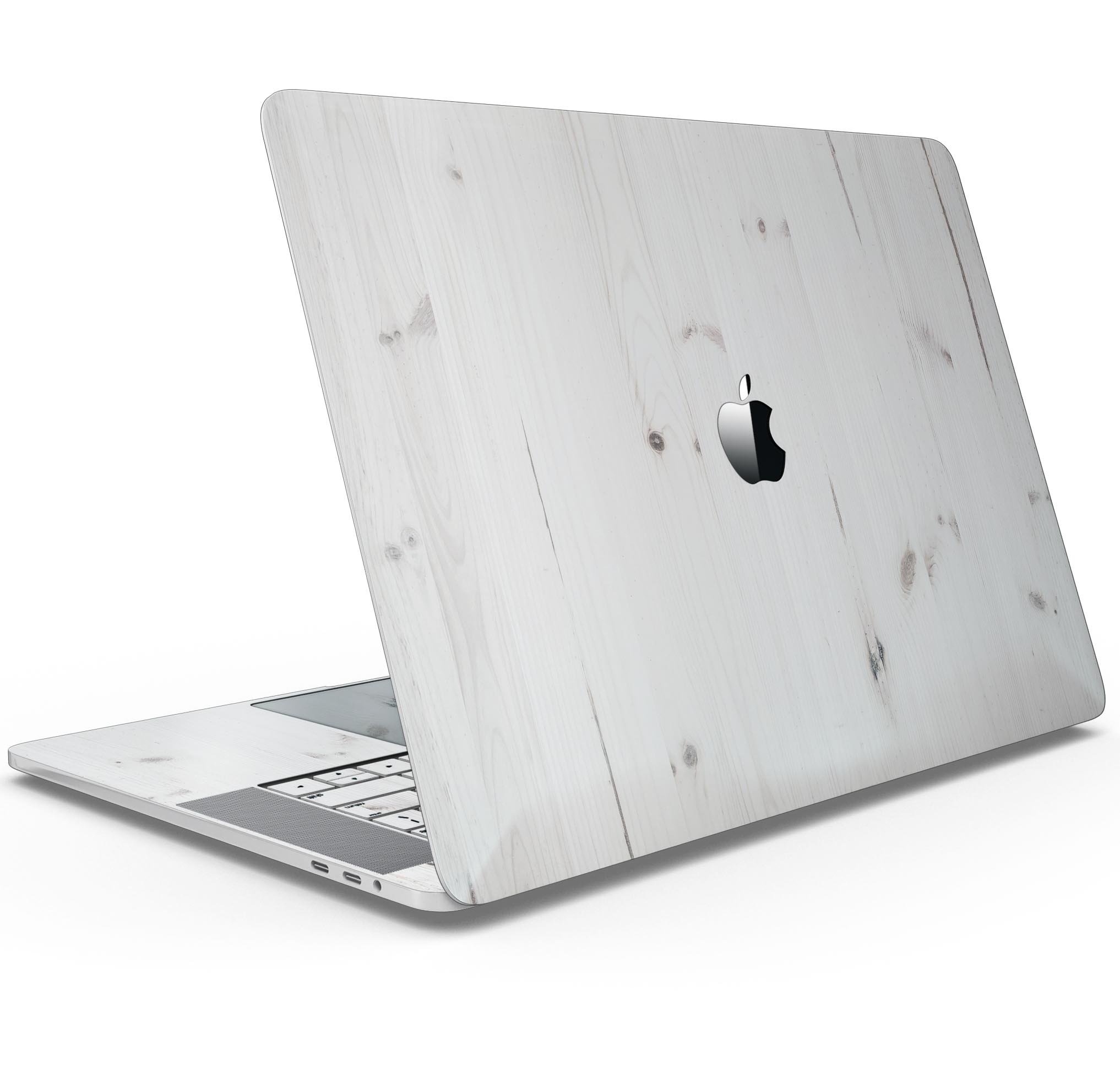 White Vertical Wood Planks skin decal wrap kit for Apple MacBook, showcasing a stylish wood texture design.