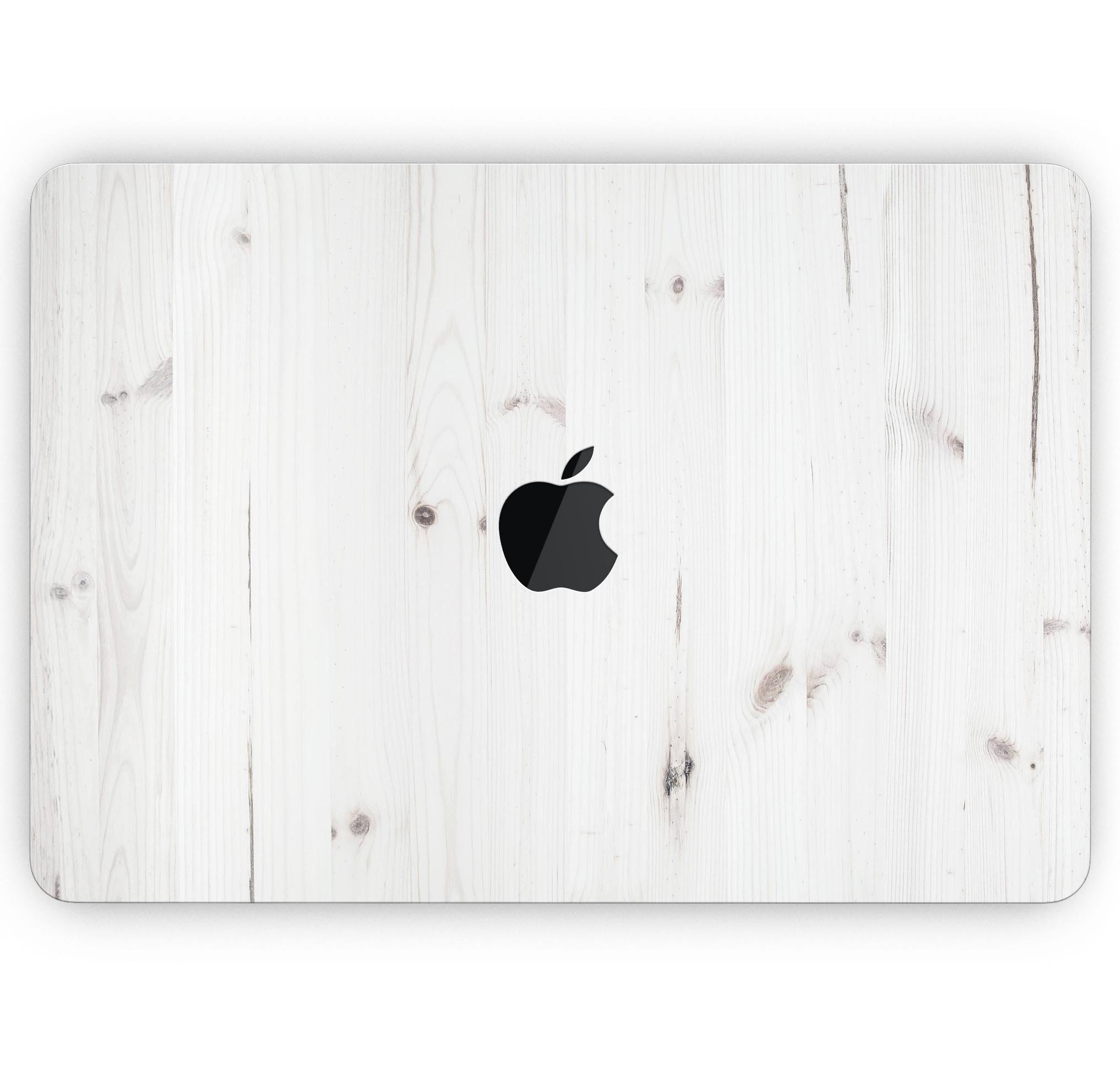 White Vertical Wood Planks skin decal wrap kit for Apple MacBook, showcasing a stylish wood texture design.