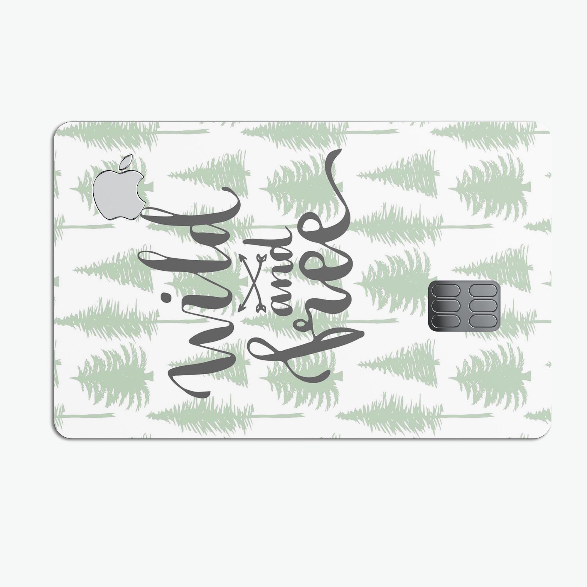 Wild and Free Premium Protective Decal Skin-Kit for Apple Card, showcasing its sleek design and high-quality finish.