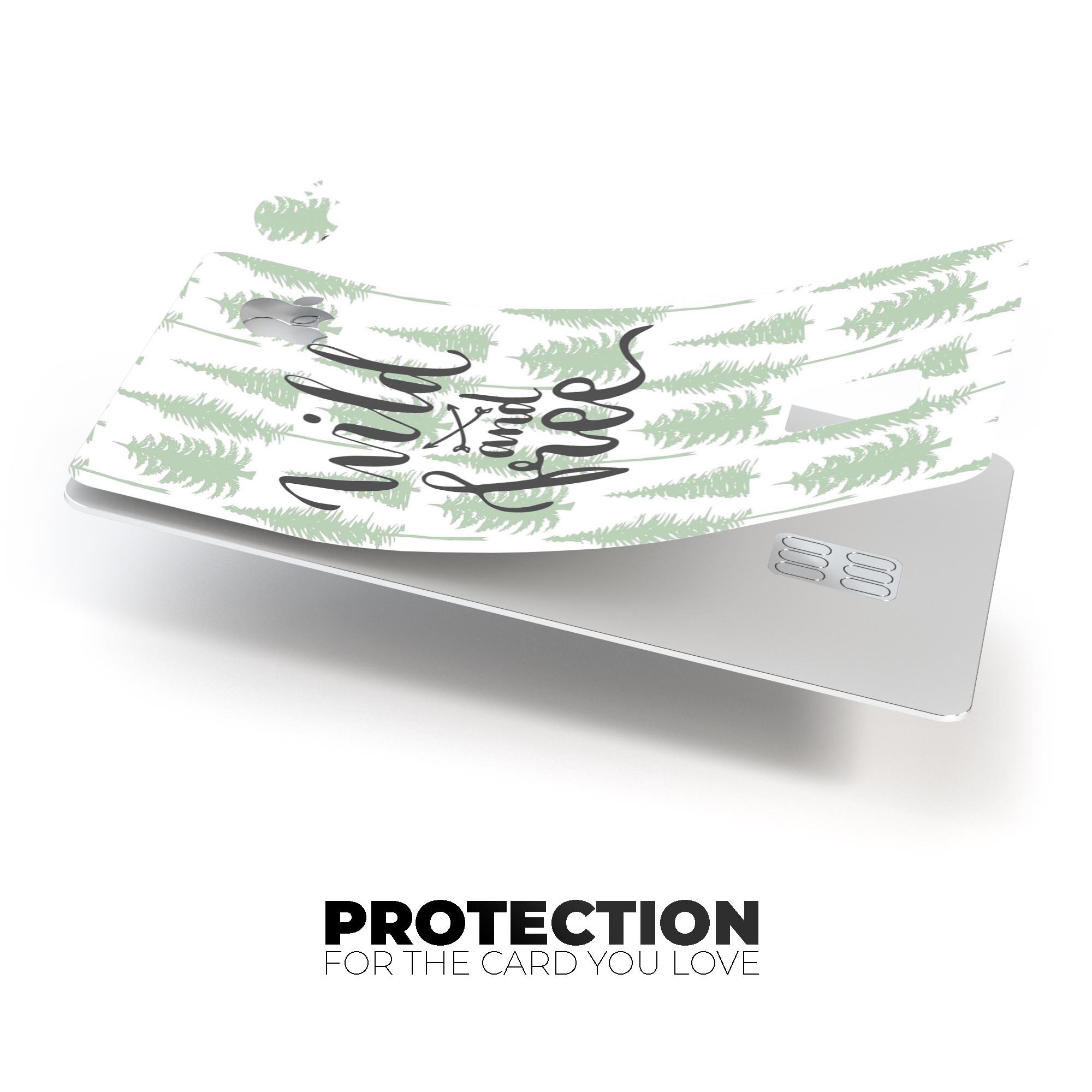 Wild and Free Premium Protective Decal Skin-Kit for Apple Card, showcasing its sleek design and high-quality finish.