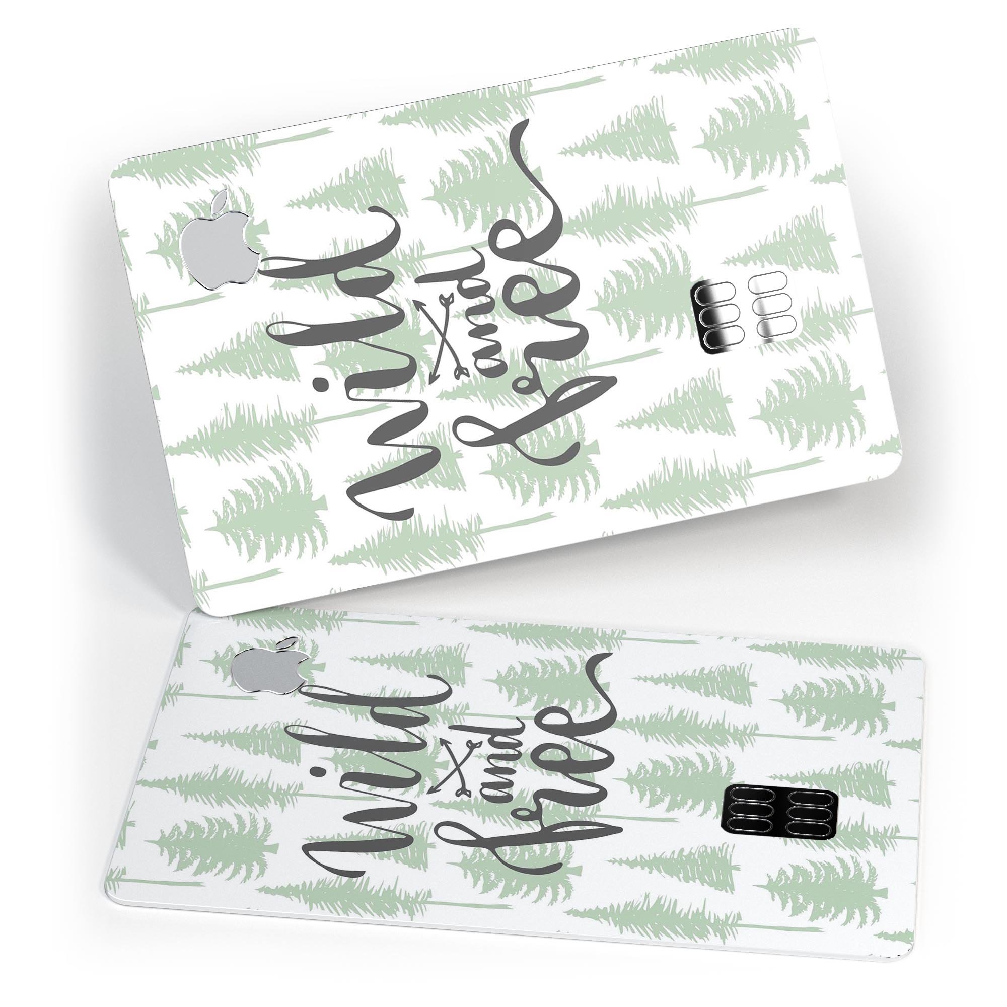 Wild and Free Premium Protective Decal Skin-Kit for Apple Card, showcasing its sleek design and high-quality finish.