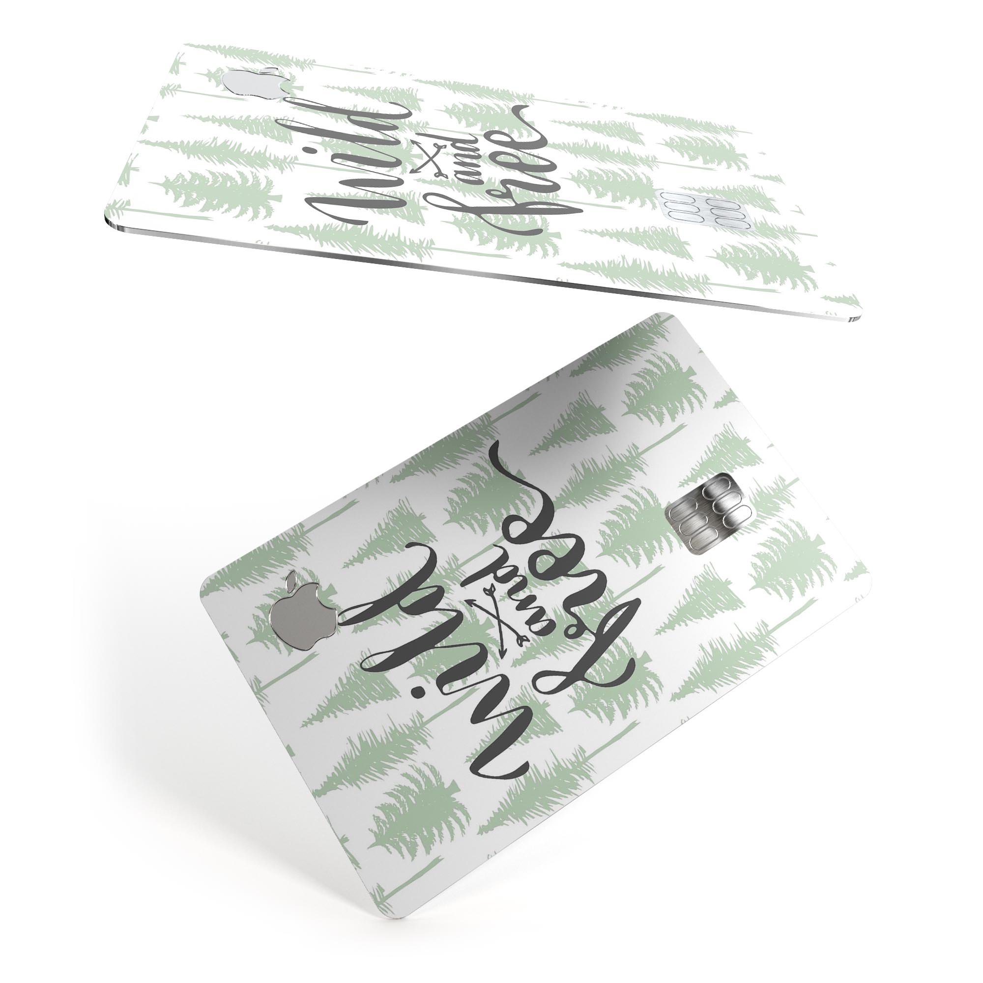 Wild and Free Premium Protective Decal Skin-Kit for Apple Card, showcasing its sleek design and high-quality finish.