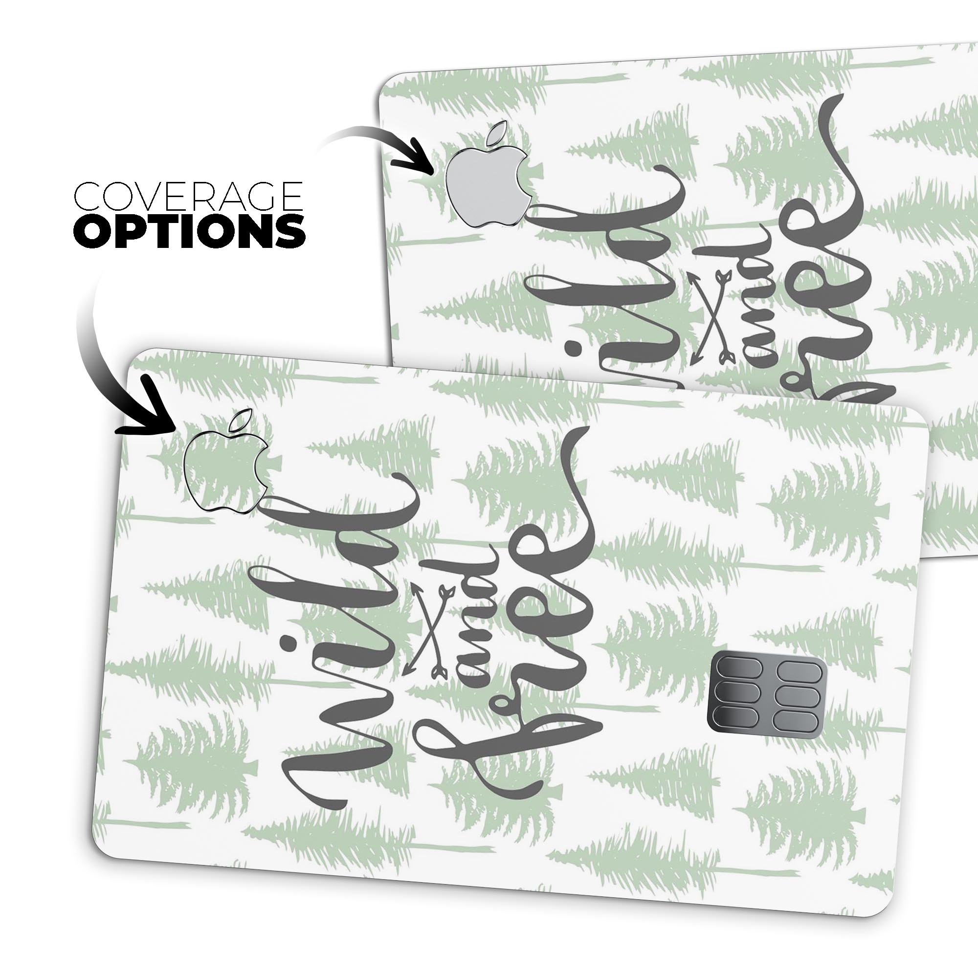 Wild and Free Premium Protective Decal Skin-Kit for Apple Card, showcasing its sleek design and high-quality finish.