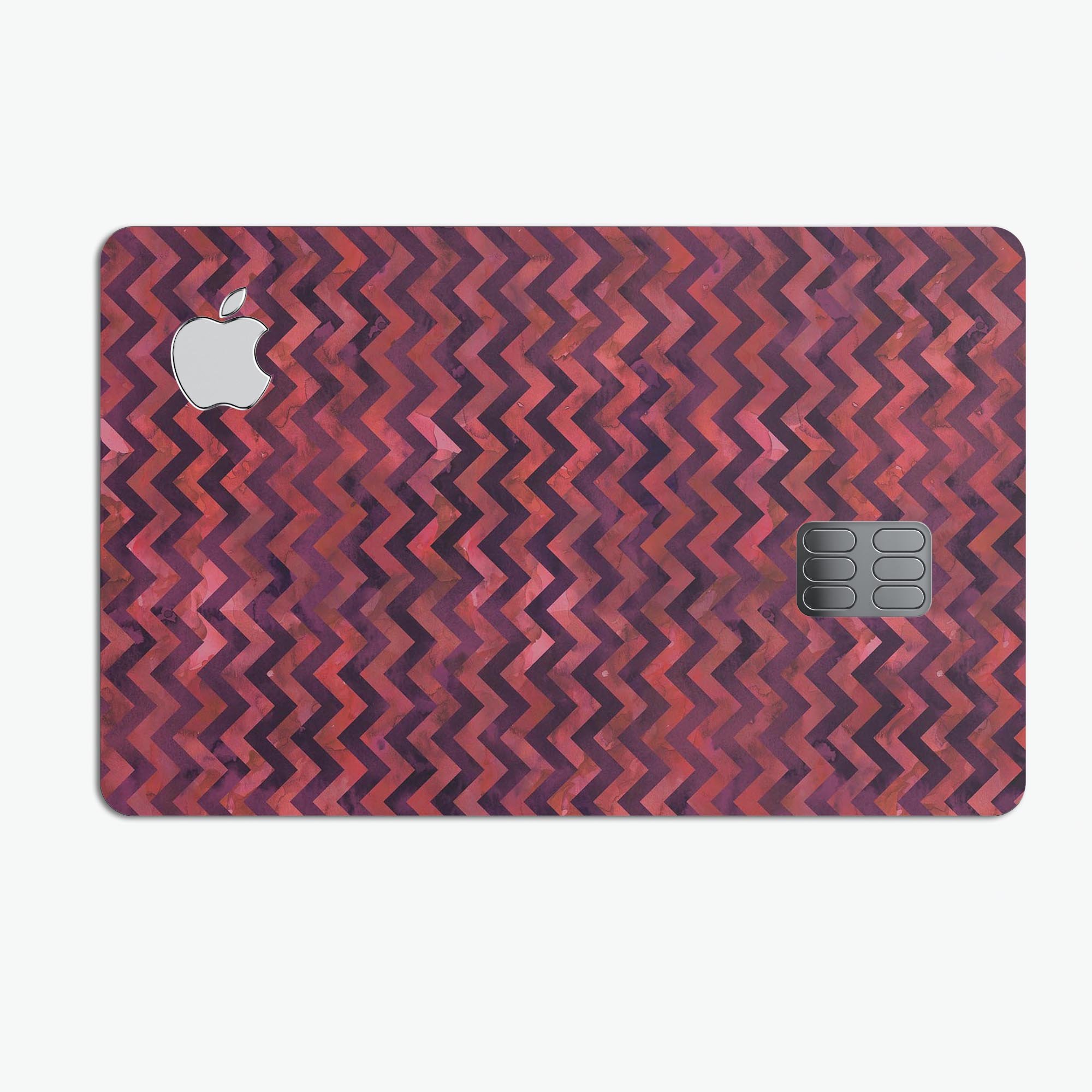 Wine Basic Watercolor Chevron Pattern decal for Apple Card, showcasing a stylish design with protective features.