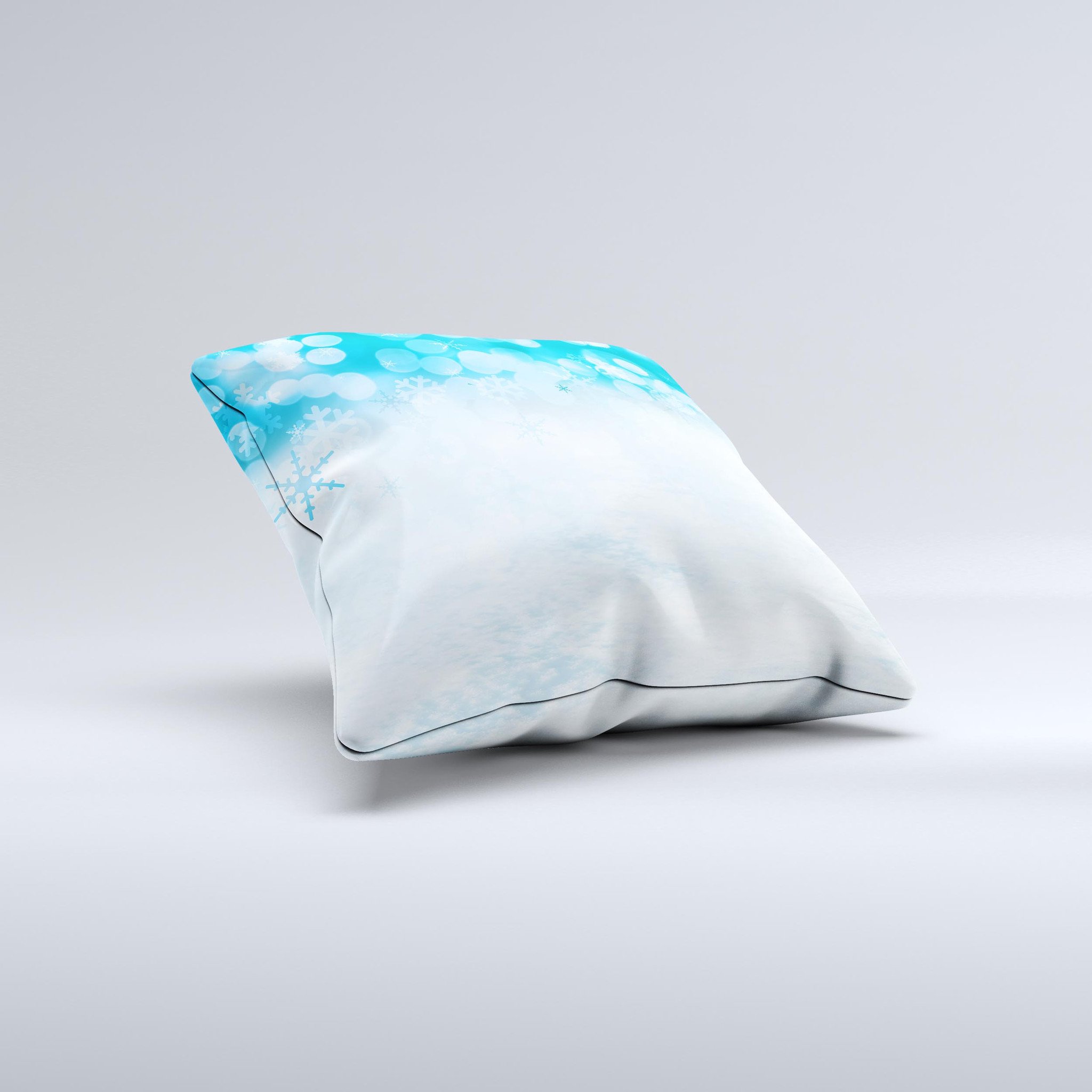 Winter Blue Abstract Decorative Throw Pillow with unique ink-fuzed design, handcrafted in Virginia, showcasing high-quality fabric and filling.