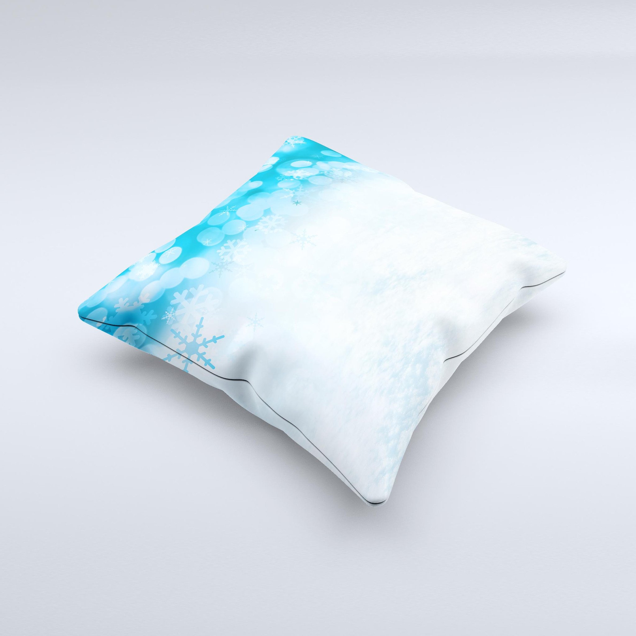 Winter Blue Abstract Decorative Throw Pillow with unique ink-fuzed design, handcrafted in Virginia, showcasing high-quality fabric and filling.