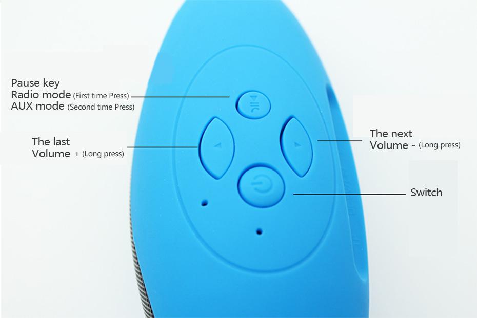 Wireless Bluetooth portable mini loudspeakers in five colors: Black, White, Pink, Red, and Blue, showcasing their compact design and features.