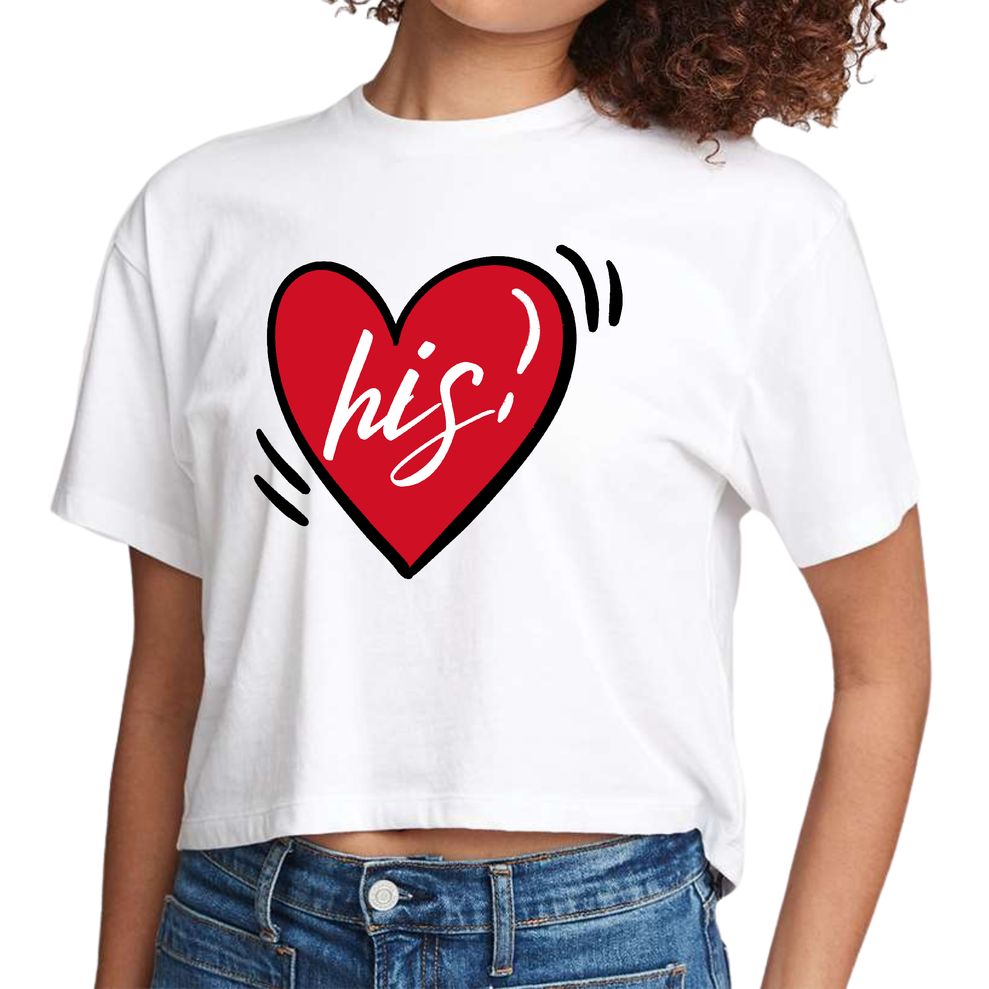 Women's cropped graphic t-shirt featuring the phrase 'Say it Soul His Heart', designed for couples, made from soft cotton.