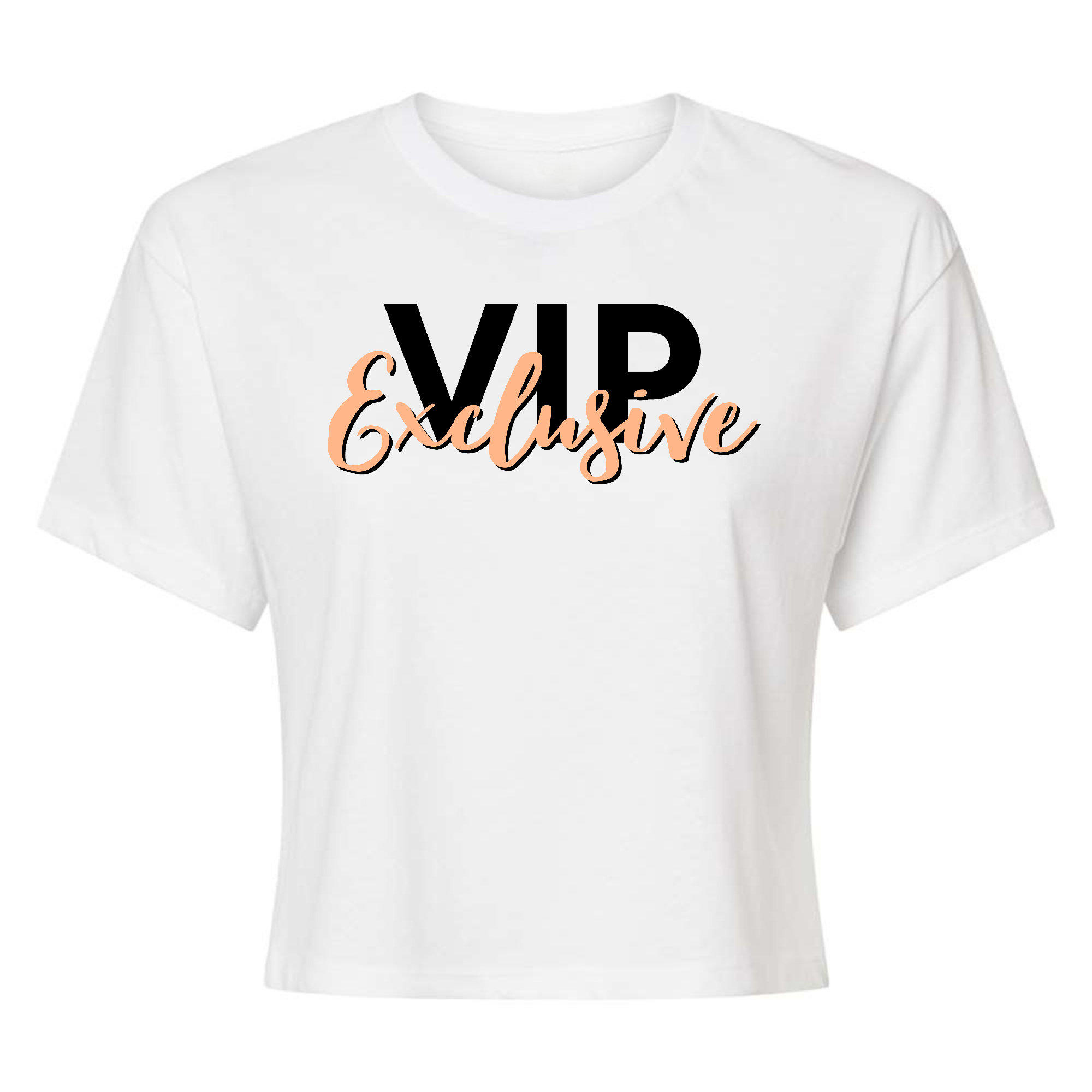 Womens Cropped Graphic T-shirt in black and beige with stylish affirmation print, showcasing soft cotton fabric and classic crewneck design.