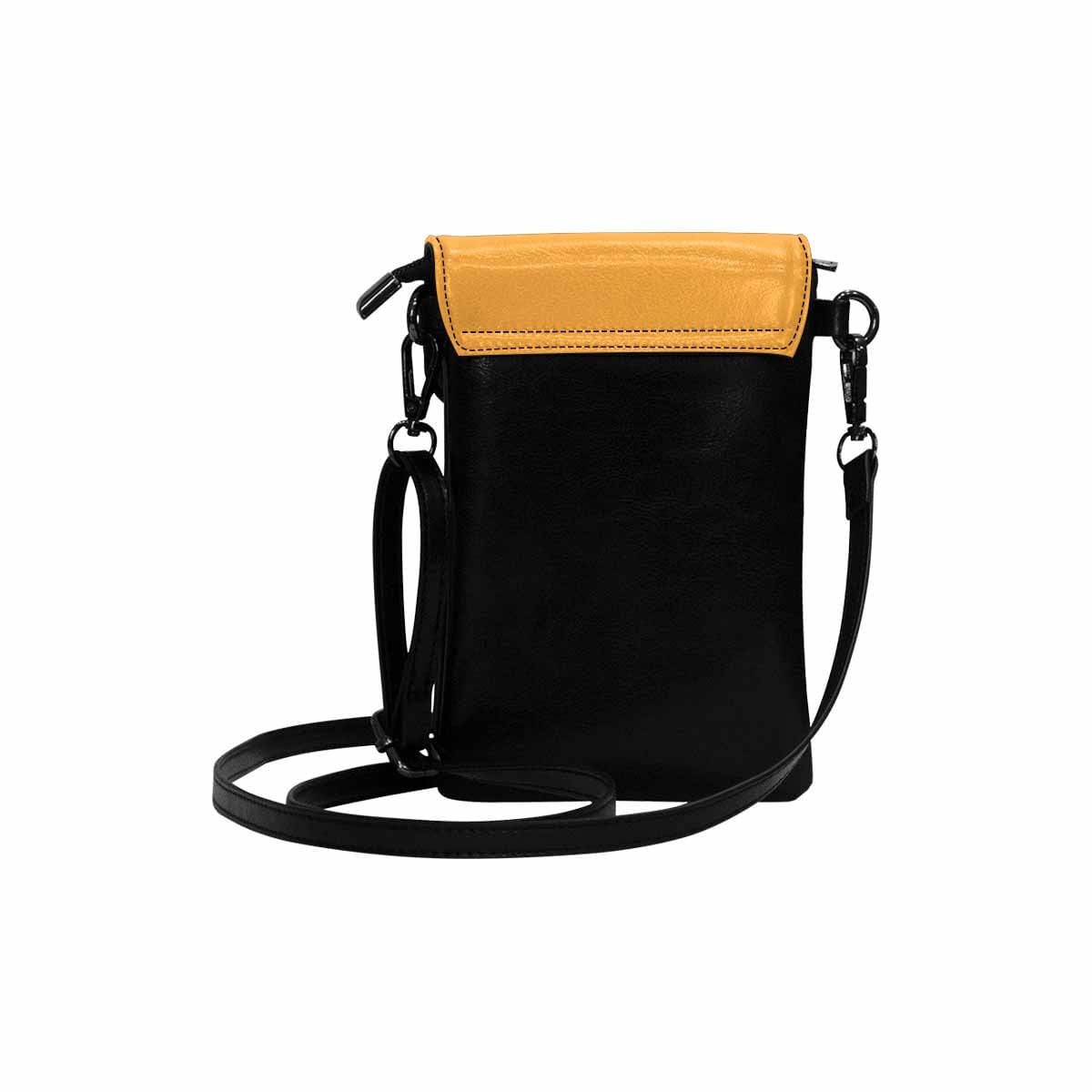 Stylish yellow orange womens crossbody bag made of PU leather with adjustable strap and zippered pockets.