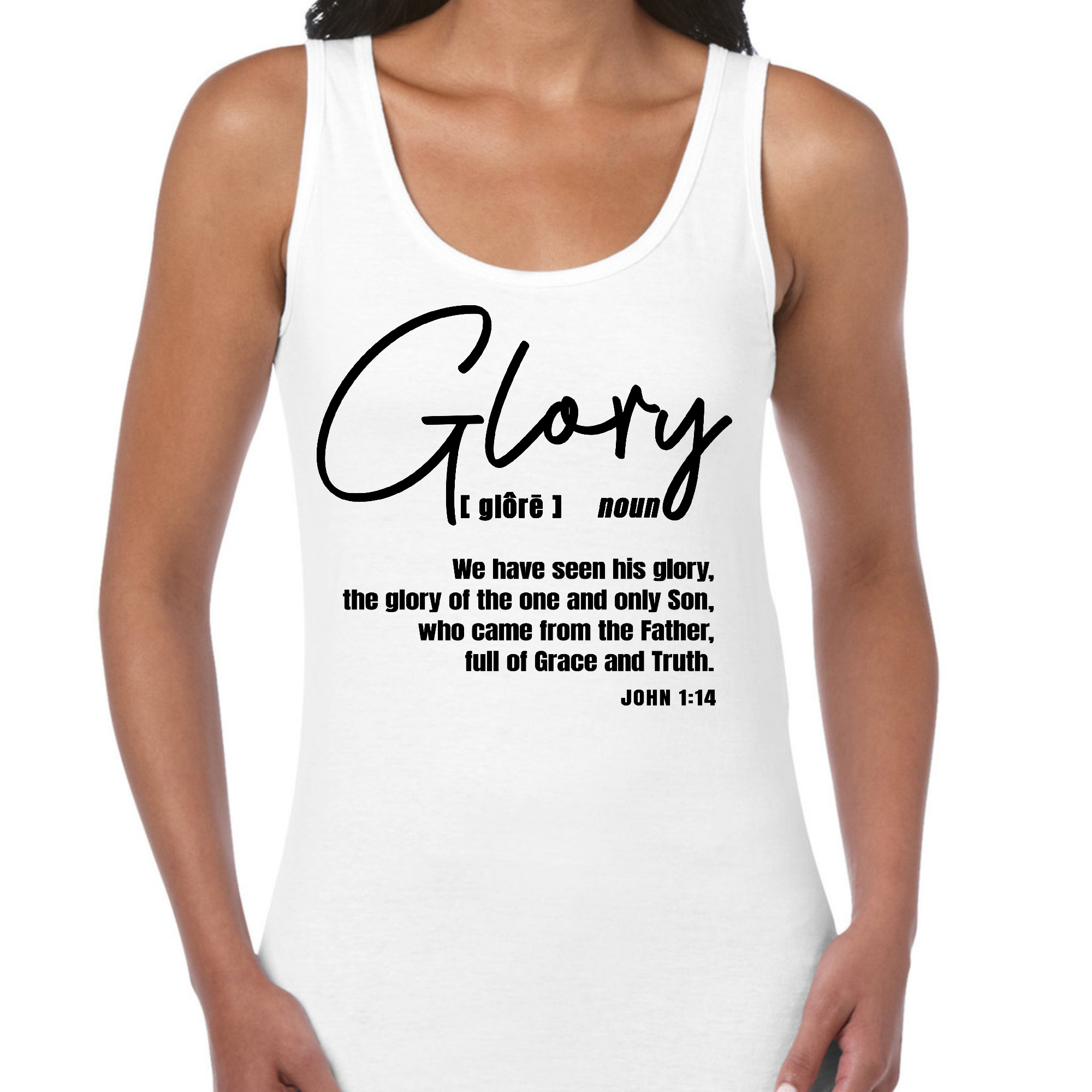 Glory Women's Fitness Tank Top Graphic T-shirt in soft cotton, featuring a stylish design and comfortable fit.