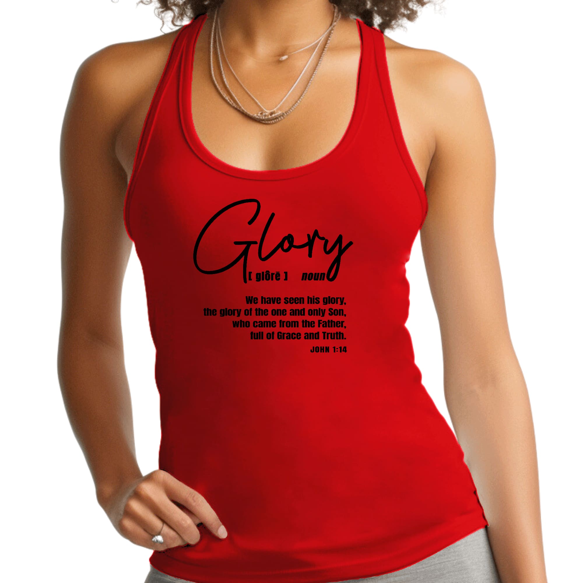 Glory Women's Fitness Tank Top Graphic T-shirt in soft cotton, featuring a stylish design and comfortable fit.