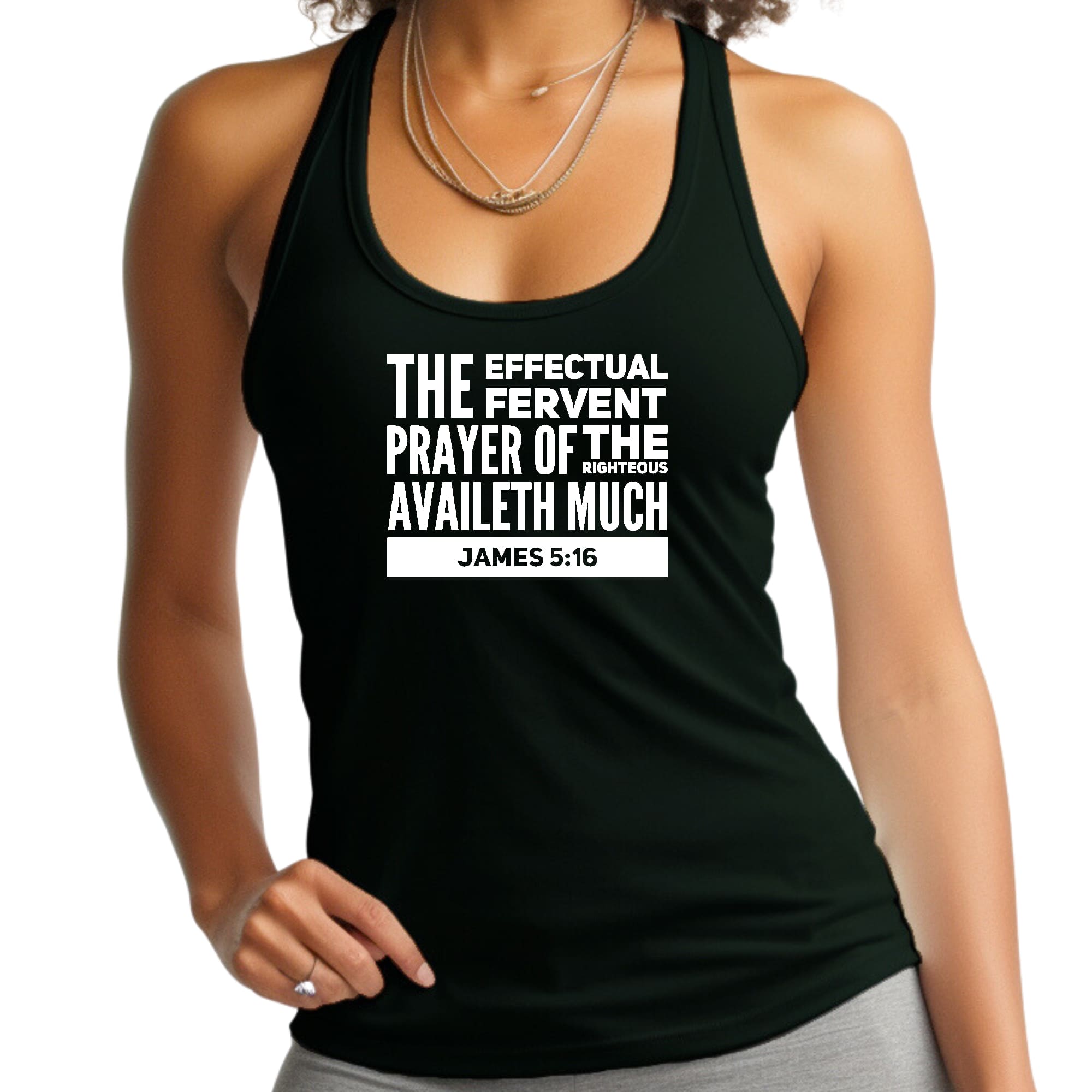 Women's Fitness Tank Top featuring 'The Effectual Fervent Prayer' graphic design, made from soft preshrunk cotton.