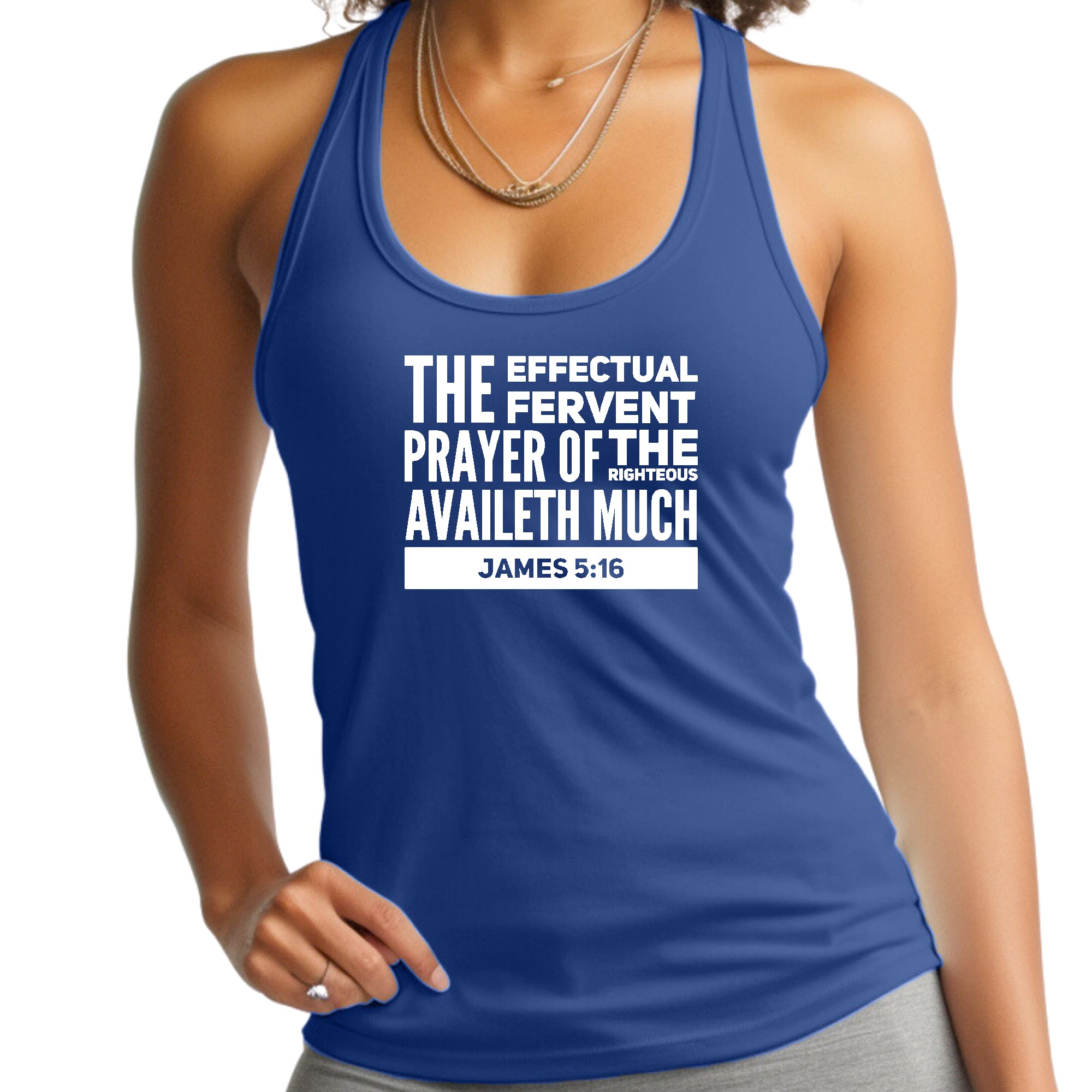 Women's Fitness Tank Top featuring 'The Effectual Fervent Prayer' graphic design, made from soft preshrunk cotton.