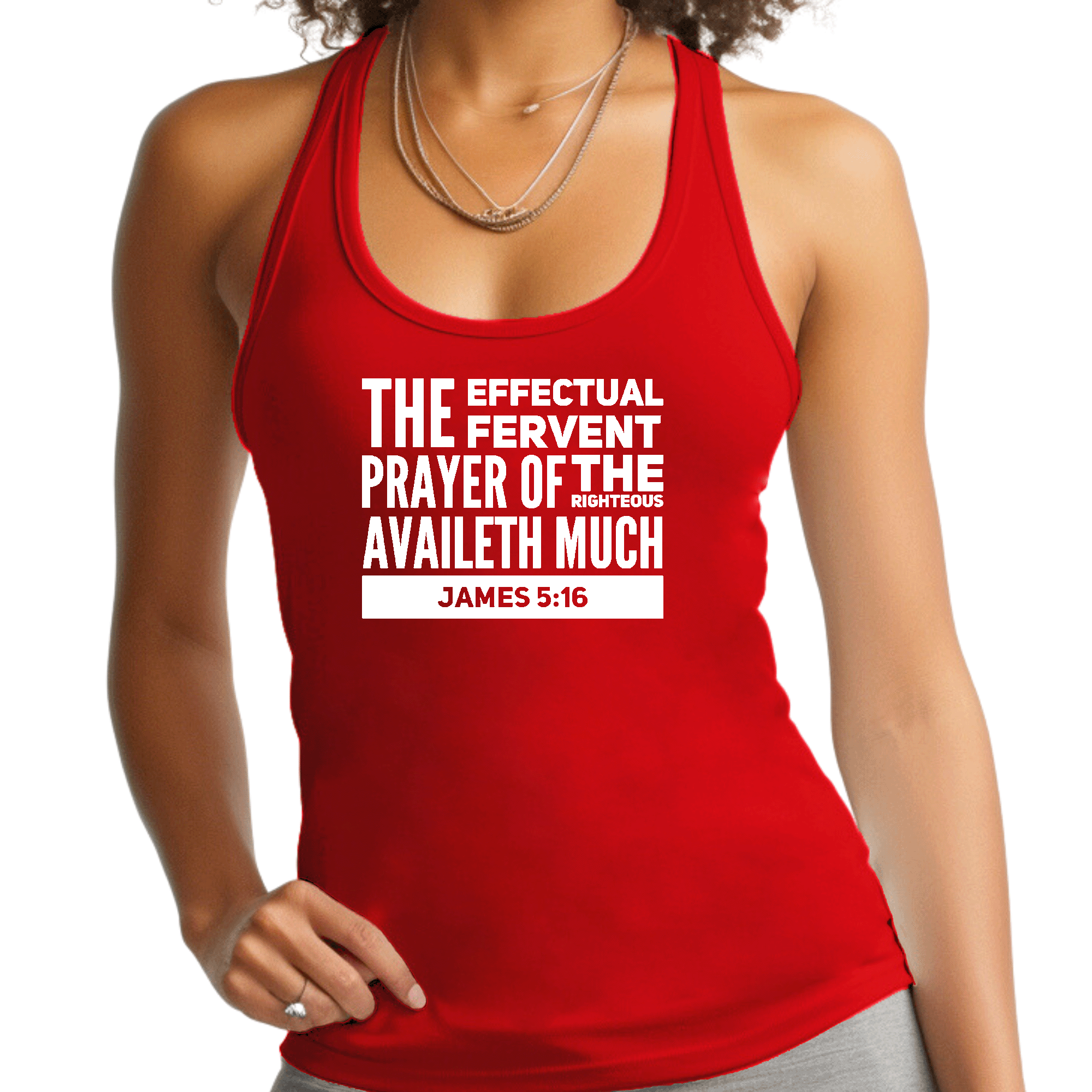 Women's Fitness Tank Top featuring 'The Effectual Fervent Prayer' graphic design, made from soft preshrunk cotton.