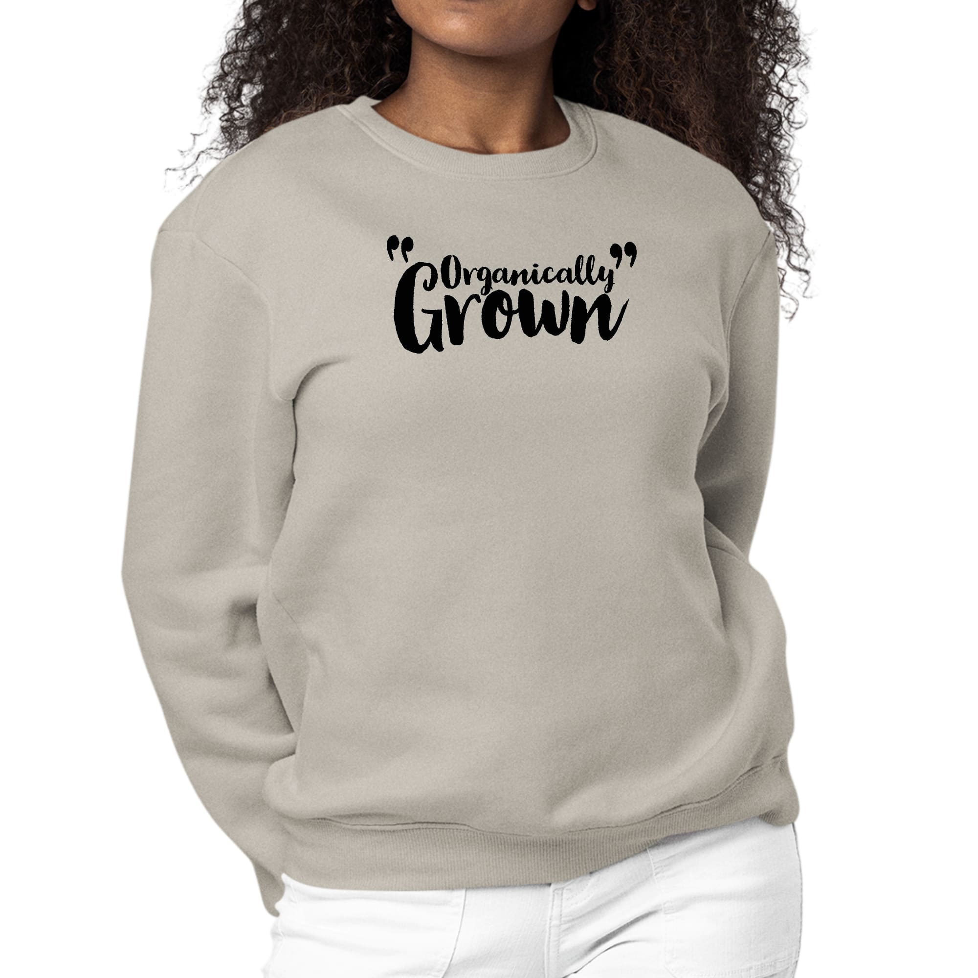 Women's black graphic sweatshirt featuring an inspiring affirmation design, made from a durable cotton-polyester blend.