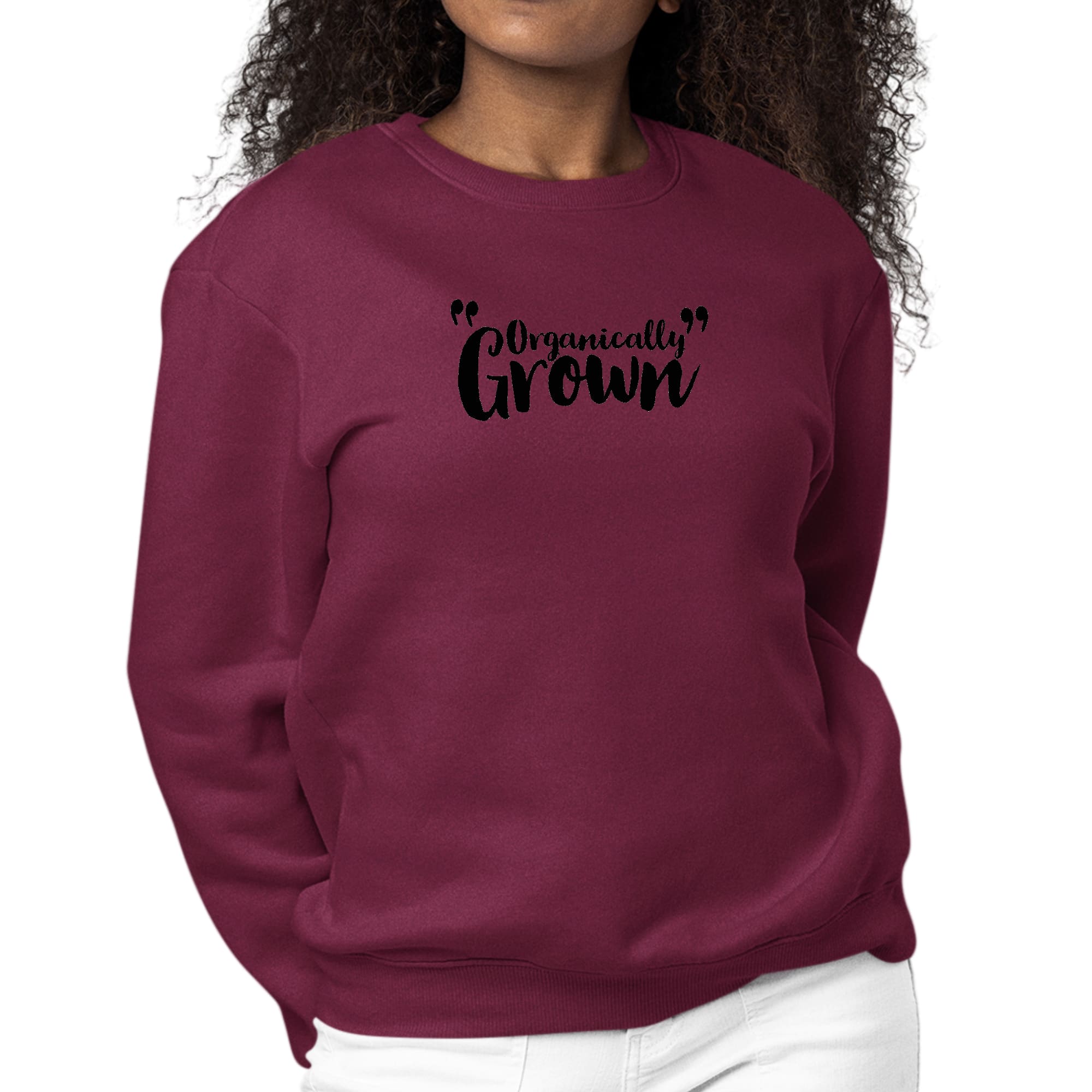 Women's black graphic sweatshirt featuring an inspiring affirmation design, made from a durable cotton-polyester blend.