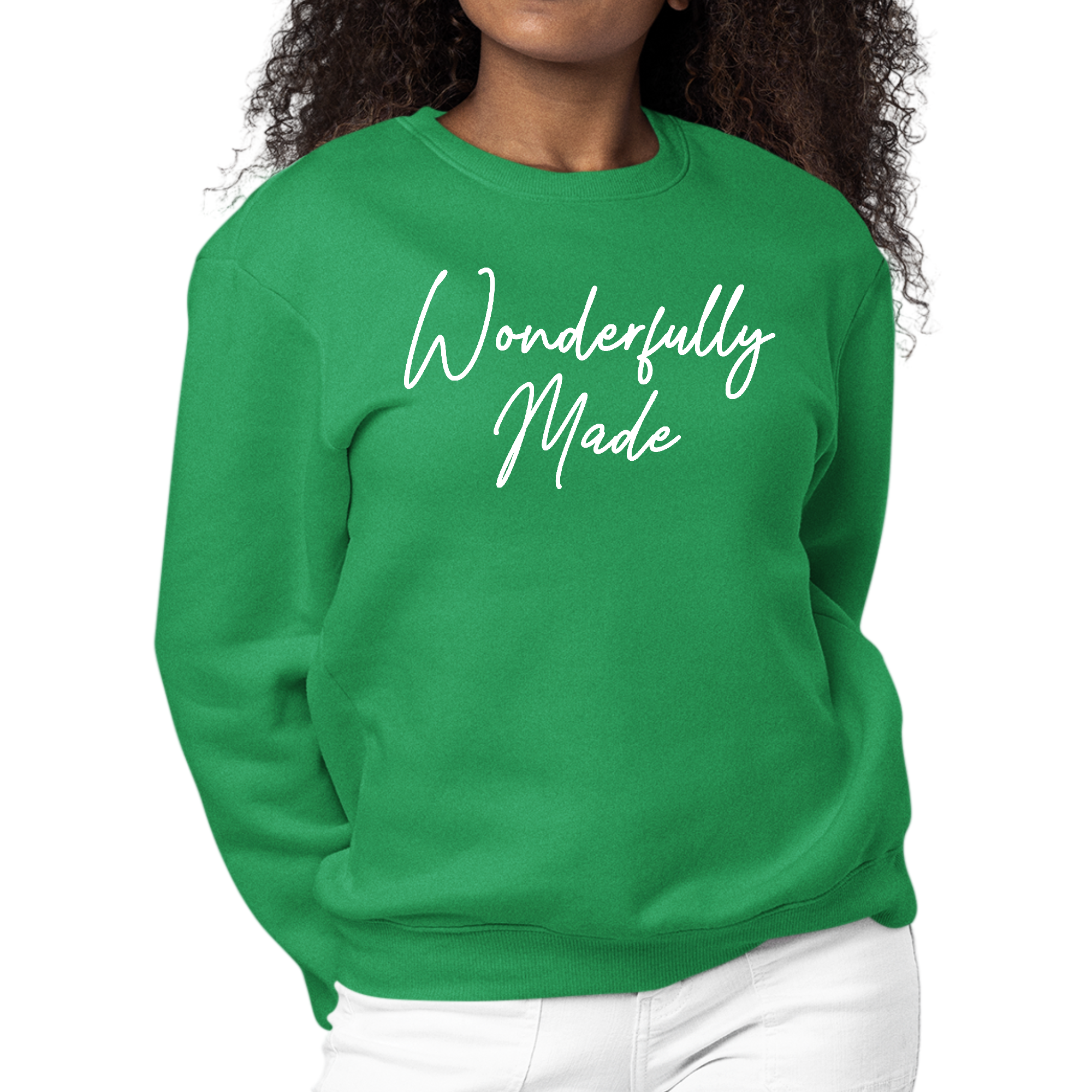 A stylish Women's Graphic Sweatshirt in a comfortable crewneck design, featuring ribbed collar and cuffs, perfect for casual wear.