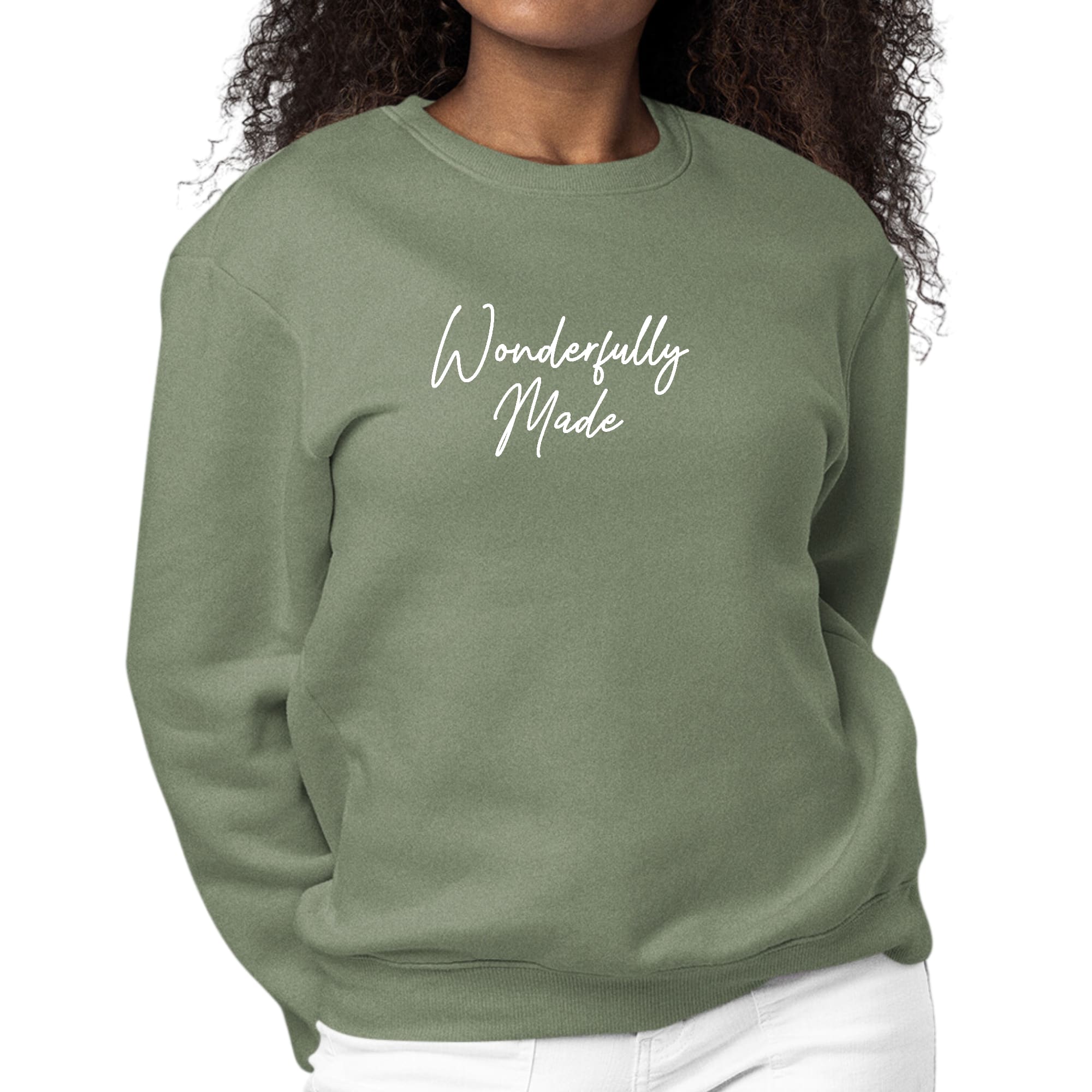 A stylish Women's Graphic Sweatshirt in a comfortable crewneck design, featuring ribbed collar and cuffs, perfect for casual wear.