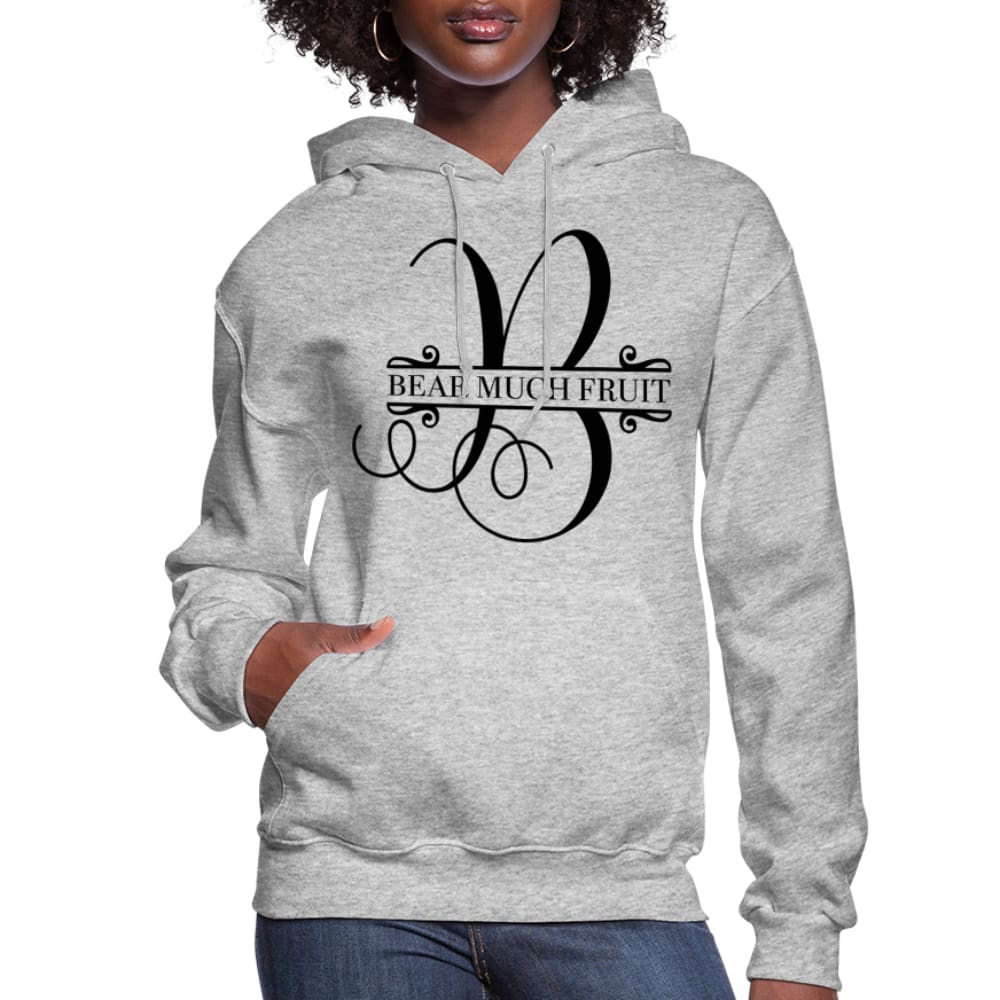 A cozy Womens Hoodie, Bear Much Fruit featuring a plush interior, adjustable drawstring hood, and ribbed cuffs, perfect for casual wear.