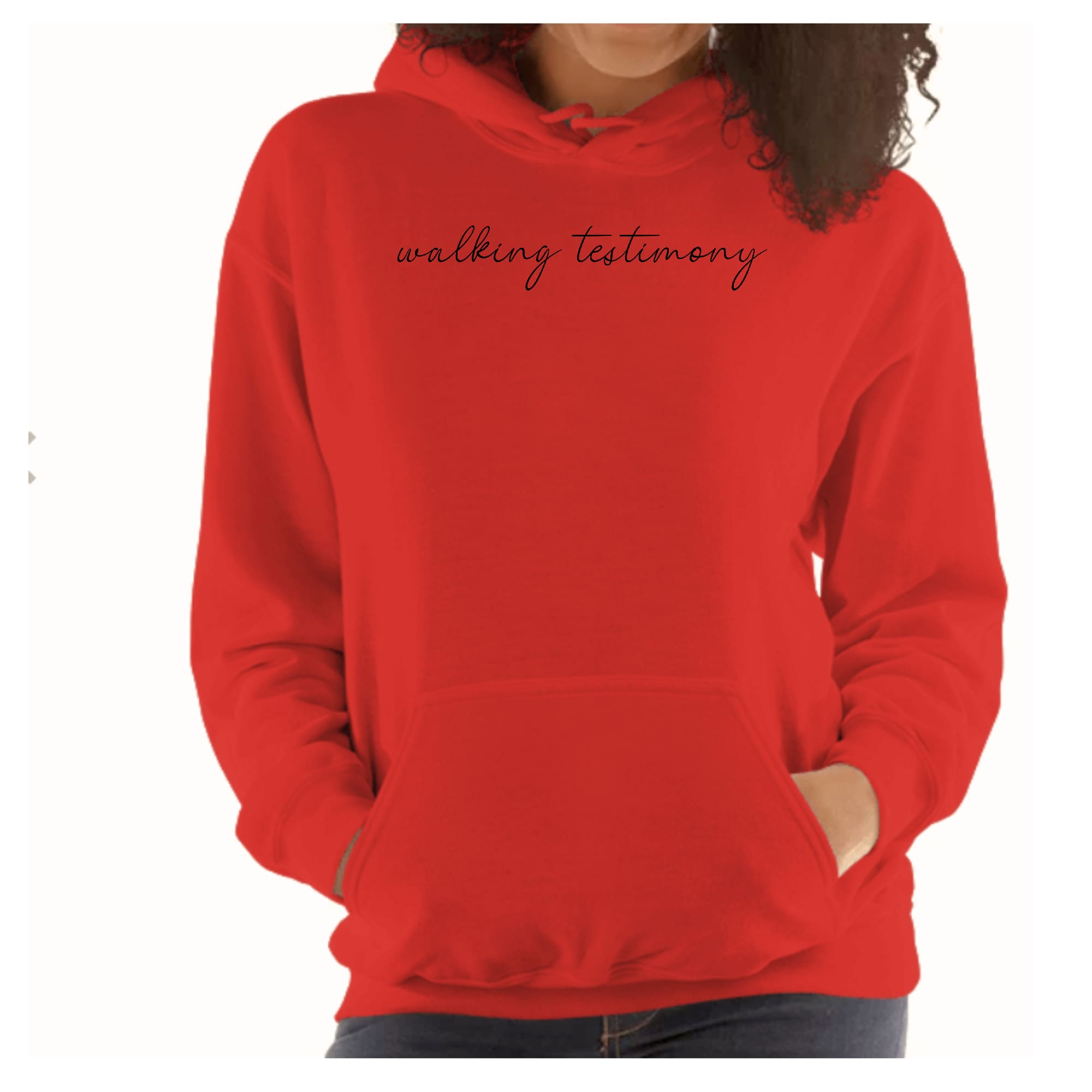 Black Women's Hoodie with 'Say it Soul' Walking Testimony illustration, showcasing a stylish and inspirational design.