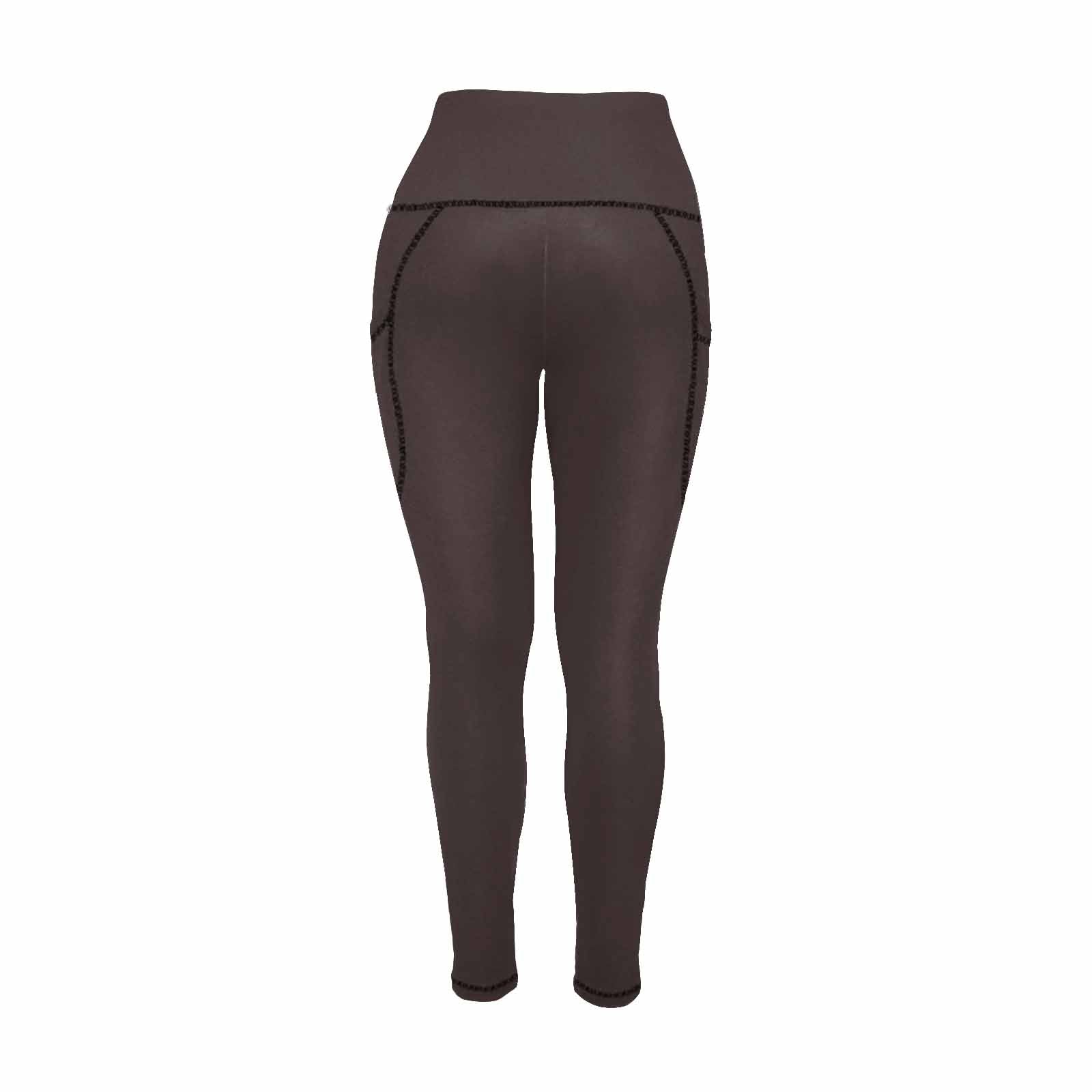 Women's Carafe Brown Leggings with side pockets, showcasing a stylish and functional design for fitness and casual wear.