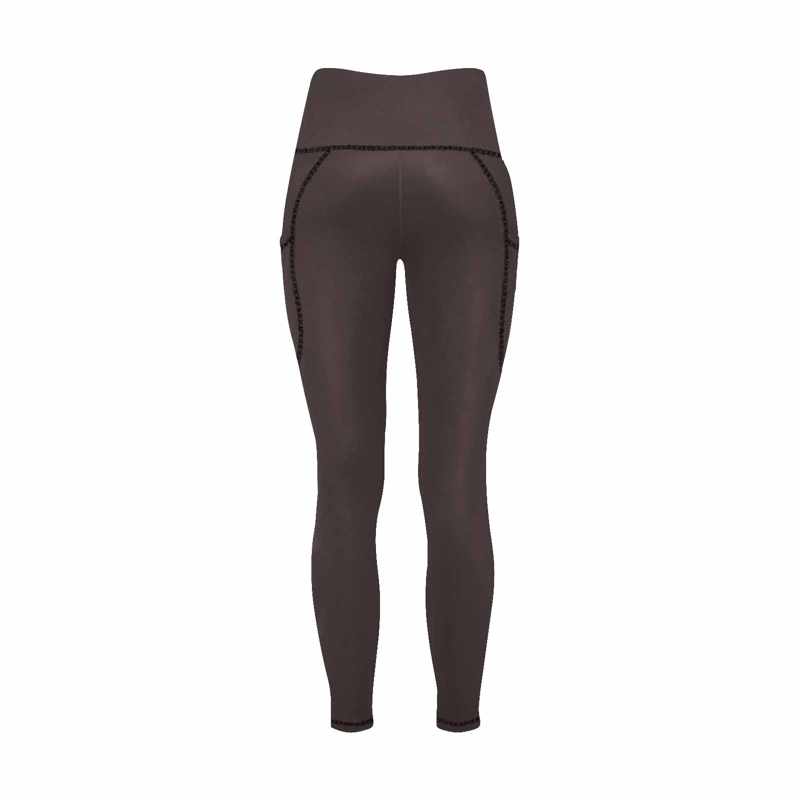 Women's Carafe Brown Leggings with side pockets, showcasing a stylish and functional design for fitness and casual wear.