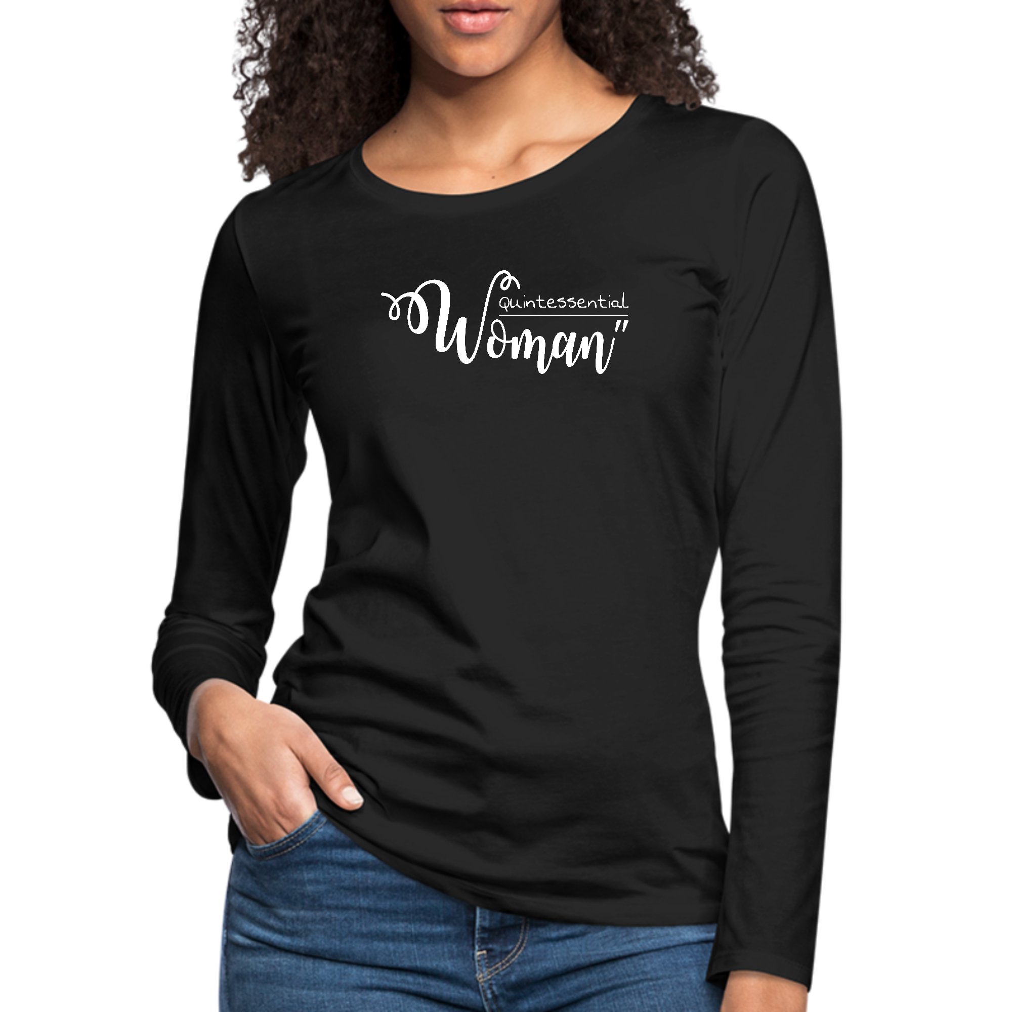 Womens Long Sleeve Graphic T-shirt featuring an inspirational affirmation design, made from soft preshrunk cotton.