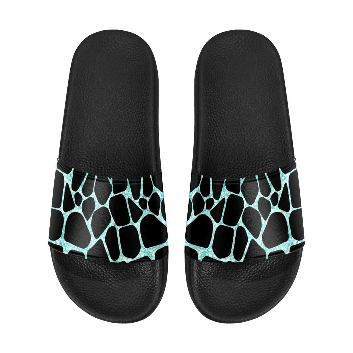 A pair of stylish women's slide sandals featuring soft PVC straps and a durable sole, perfect for casual wear.