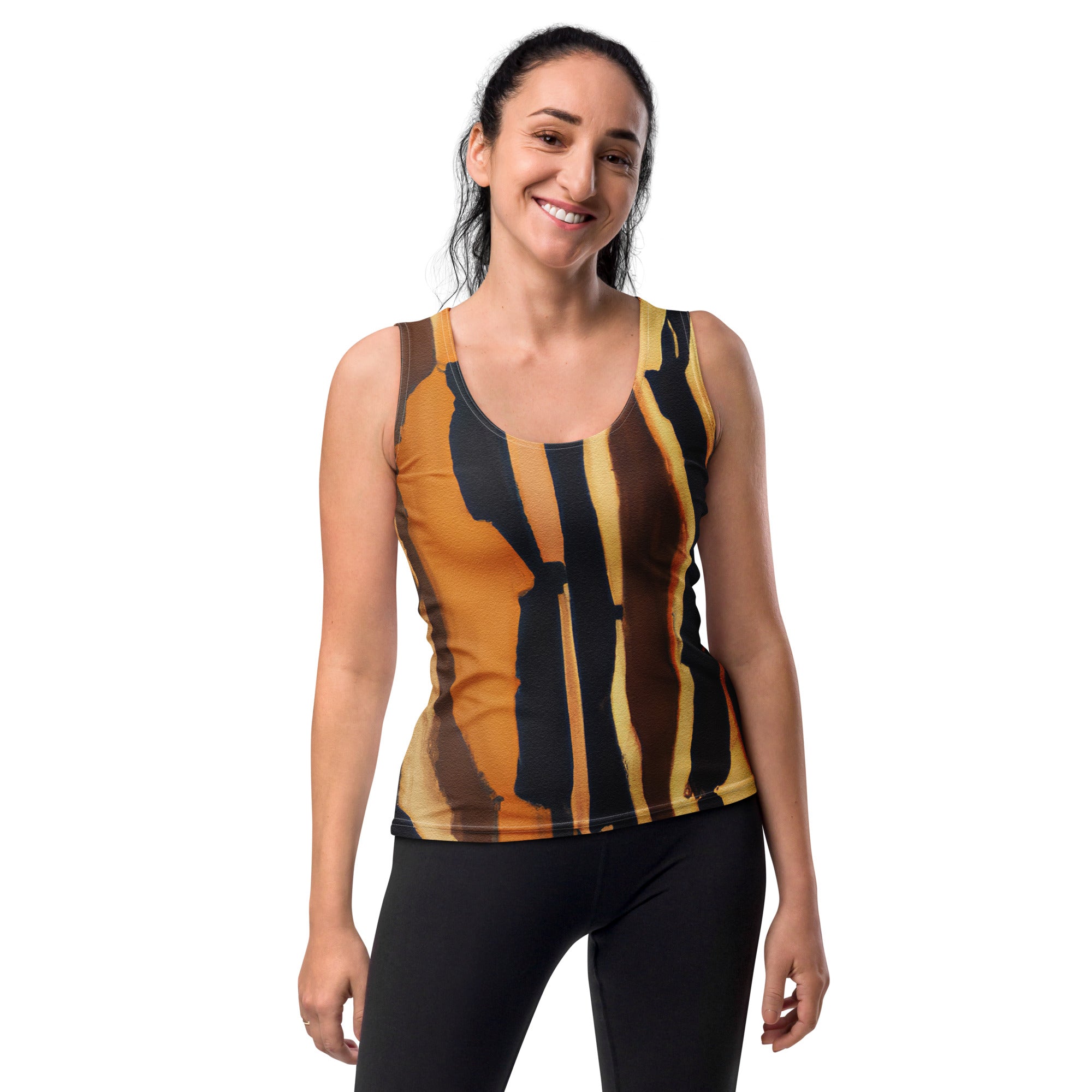 Womens Stretch Fit Tank Top featuring Zorse Lines Print, showcasing its stylish design and comfortable fit.
