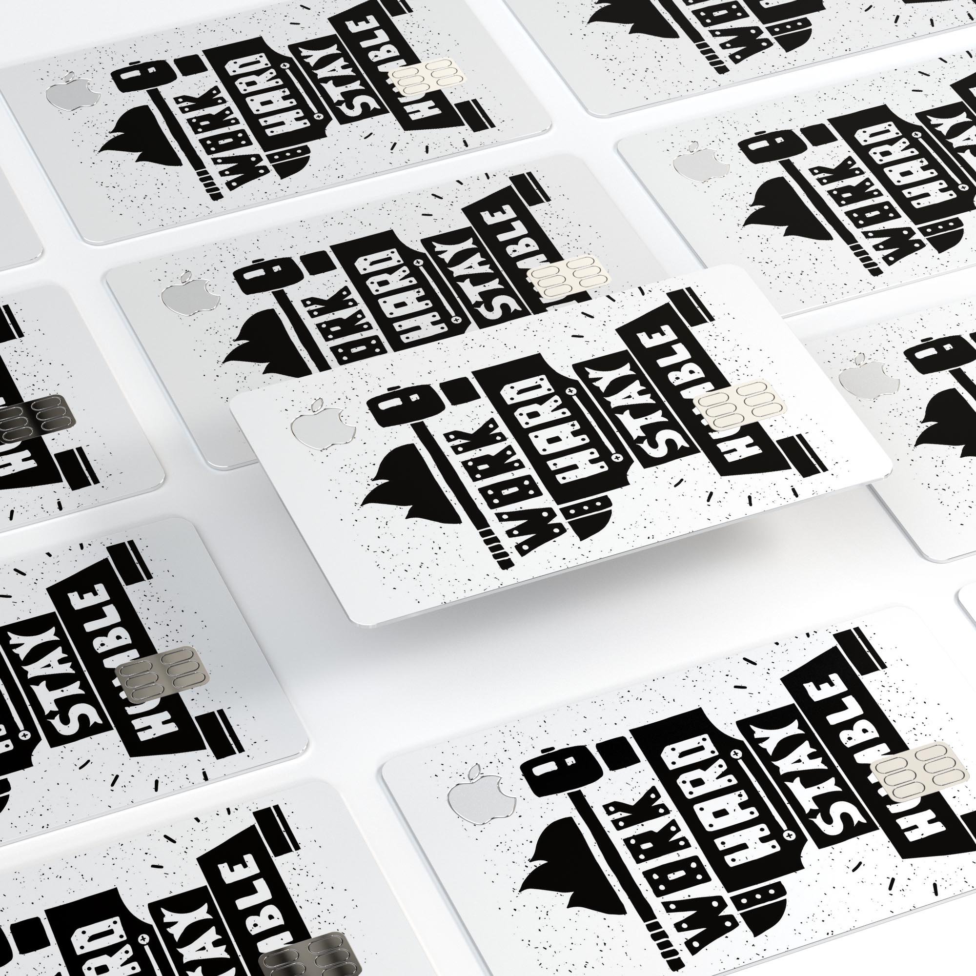 Work Hard Stay Humble Premium Protective Decal Skin-Kit for Apple Card, showcasing its sleek design and high-quality finish.