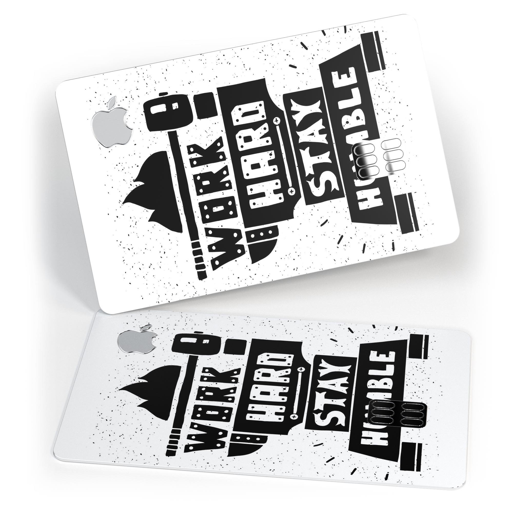 Work Hard Stay Humble Premium Protective Decal Skin-Kit for Apple Card, showcasing its sleek design and high-quality finish.
