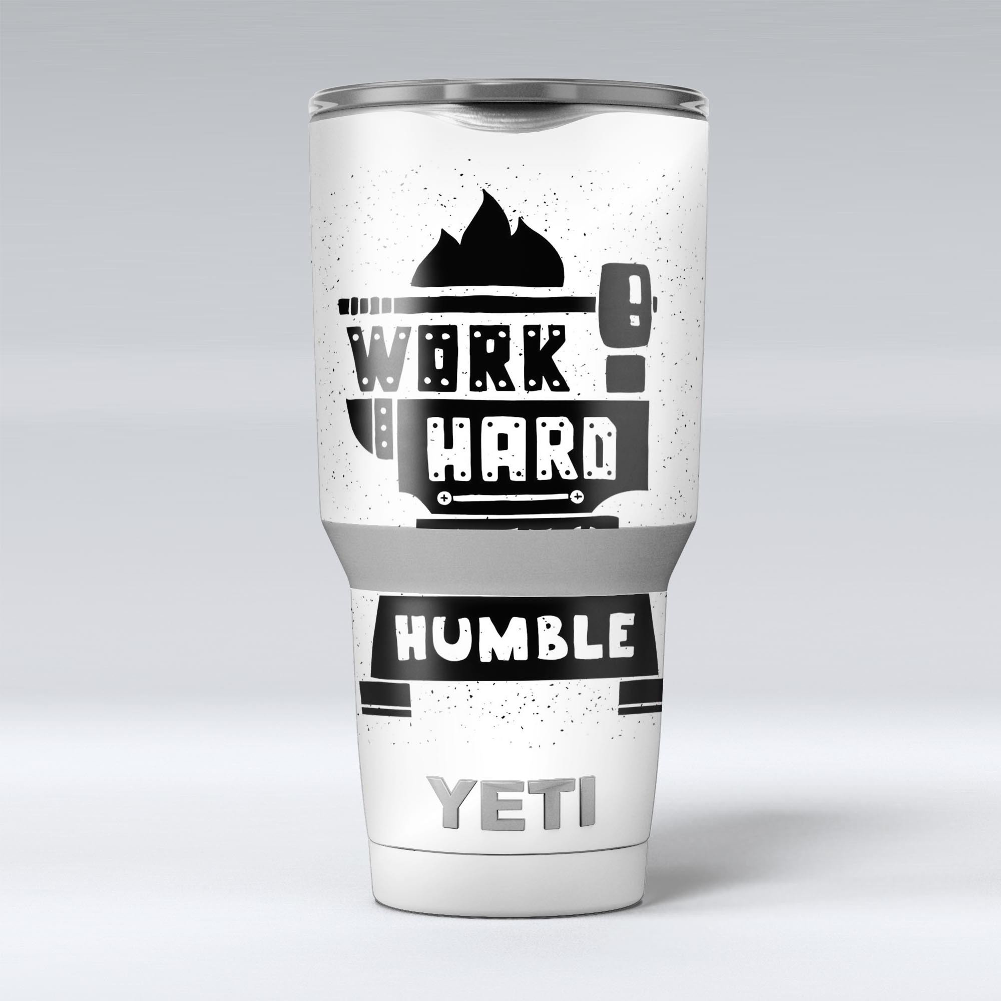 Work Hard Stay Humble skin decal vinyl wrap kit for Yeti Cooler, showcasing a stylish design and premium quality material.