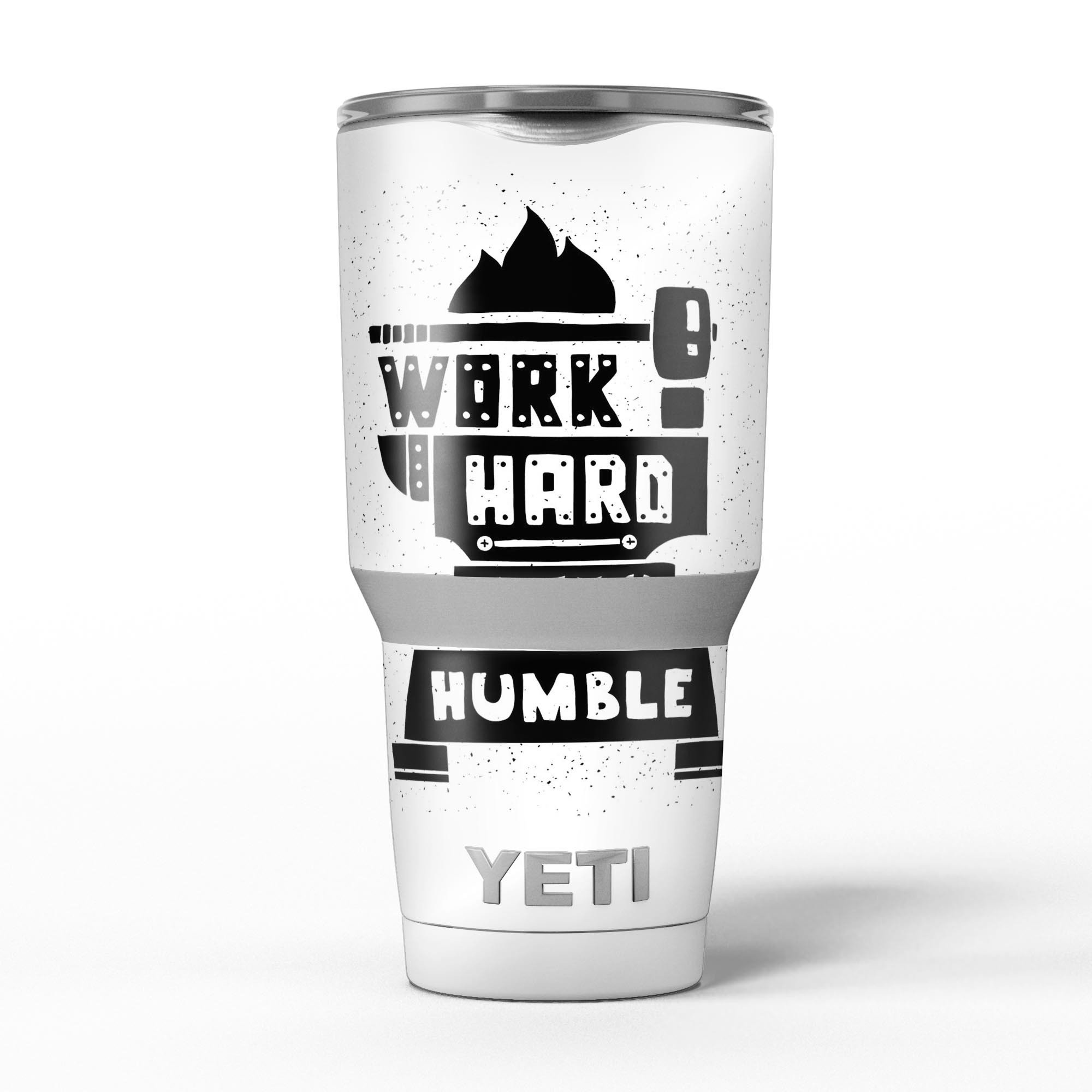 Work Hard Stay Humble skin decal vinyl wrap kit for Yeti Cooler, showcasing a stylish design and premium quality material.