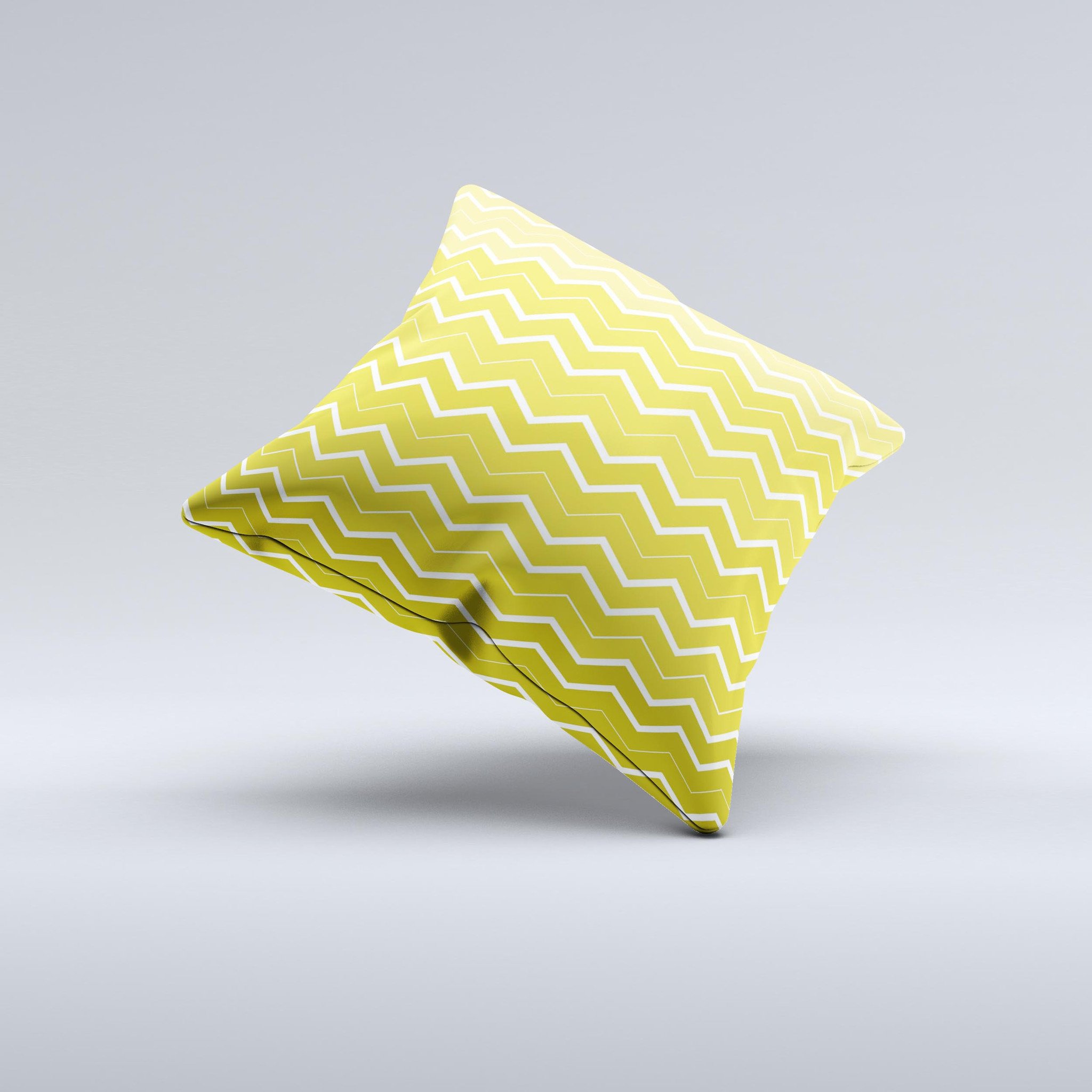 Yellow Gradient Layered Chevron Ink-Fuzed Decorative Throw Pillow showcasing a vibrant chevron pattern with a soft texture.
