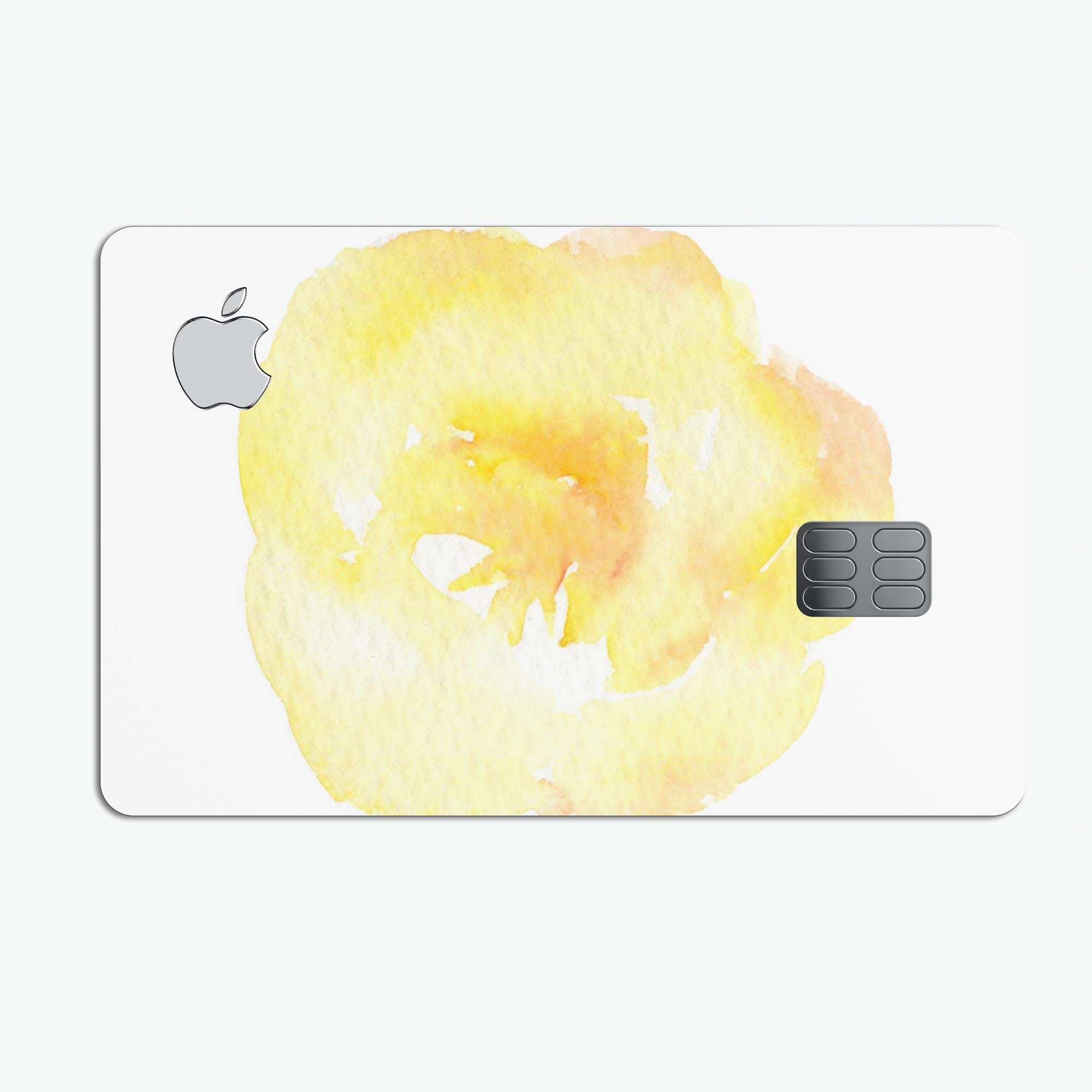 Yellow Orange Watercolored Hibiscus decal for Apple Card, showcasing vibrant colors and premium vinyl material.