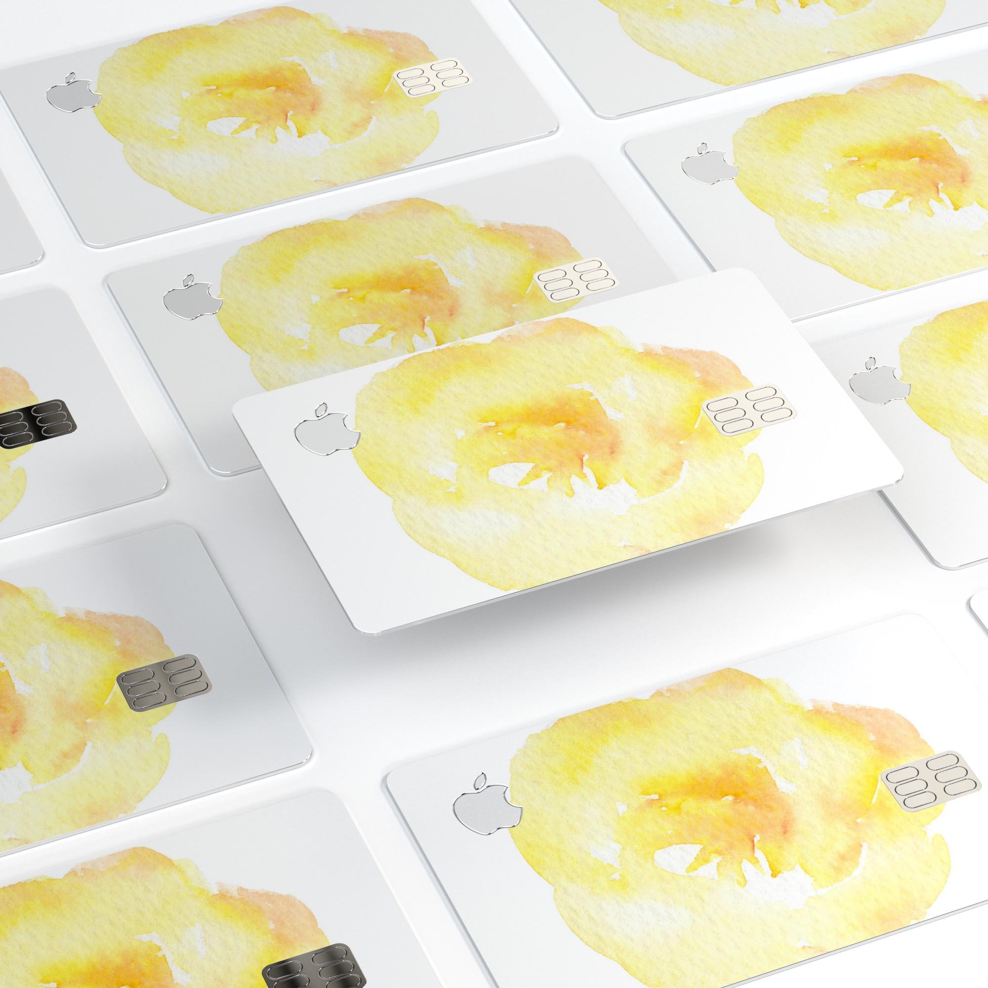 Yellow Orange Watercolored Hibiscus decal for Apple Card, showcasing vibrant colors and premium vinyl material.