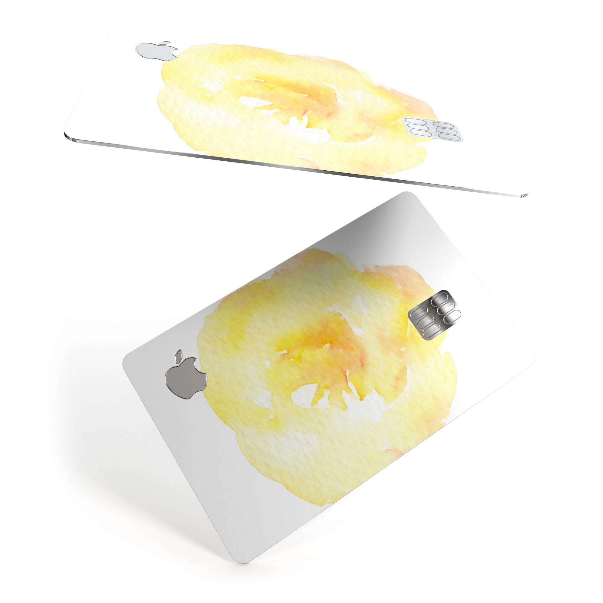 Yellow Orange Watercolored Hibiscus decal for Apple Card, showcasing vibrant colors and premium vinyl material.