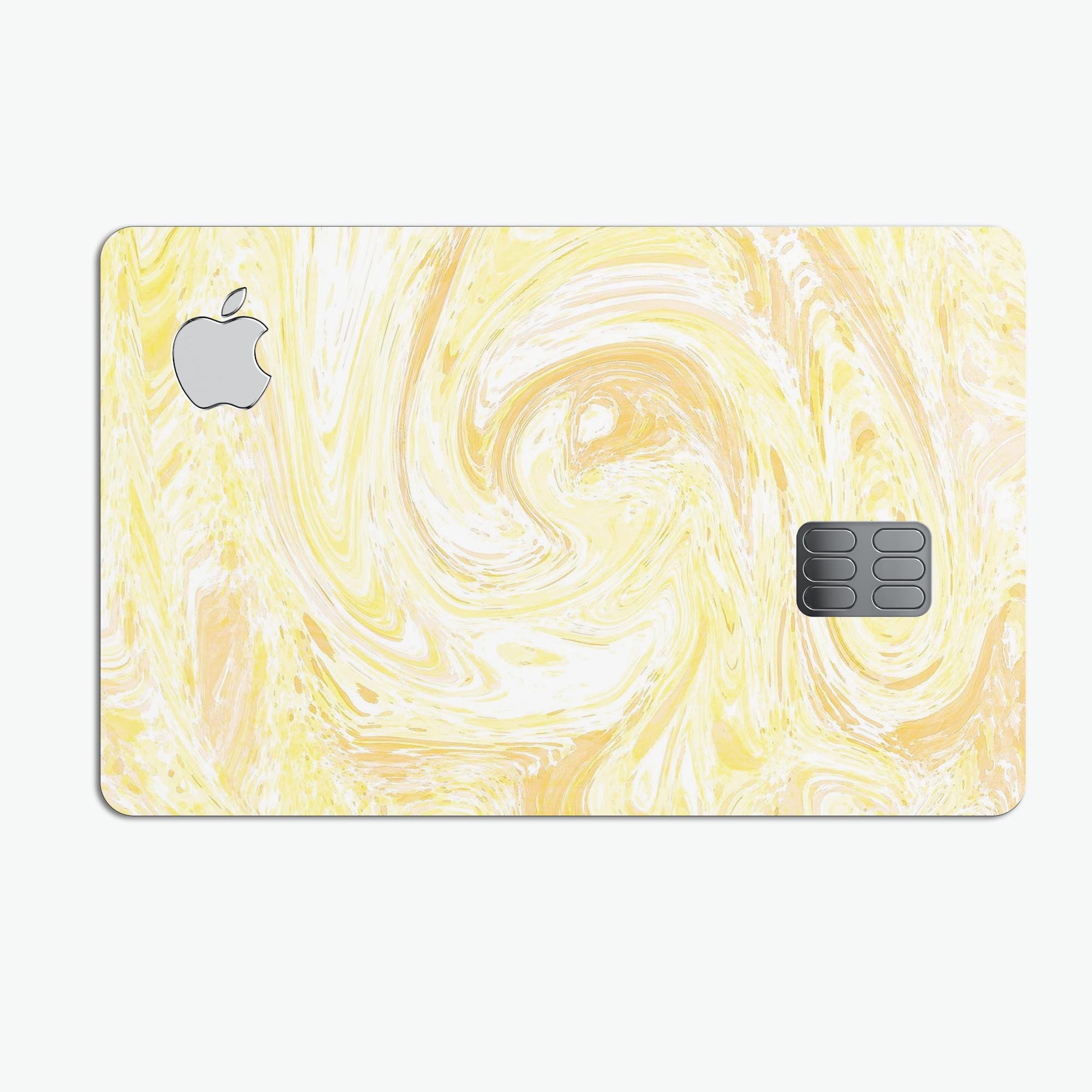 Yellow Slate Marble Surface V21 decal skin for Apple Card, showcasing a premium marble design with a glossy finish.