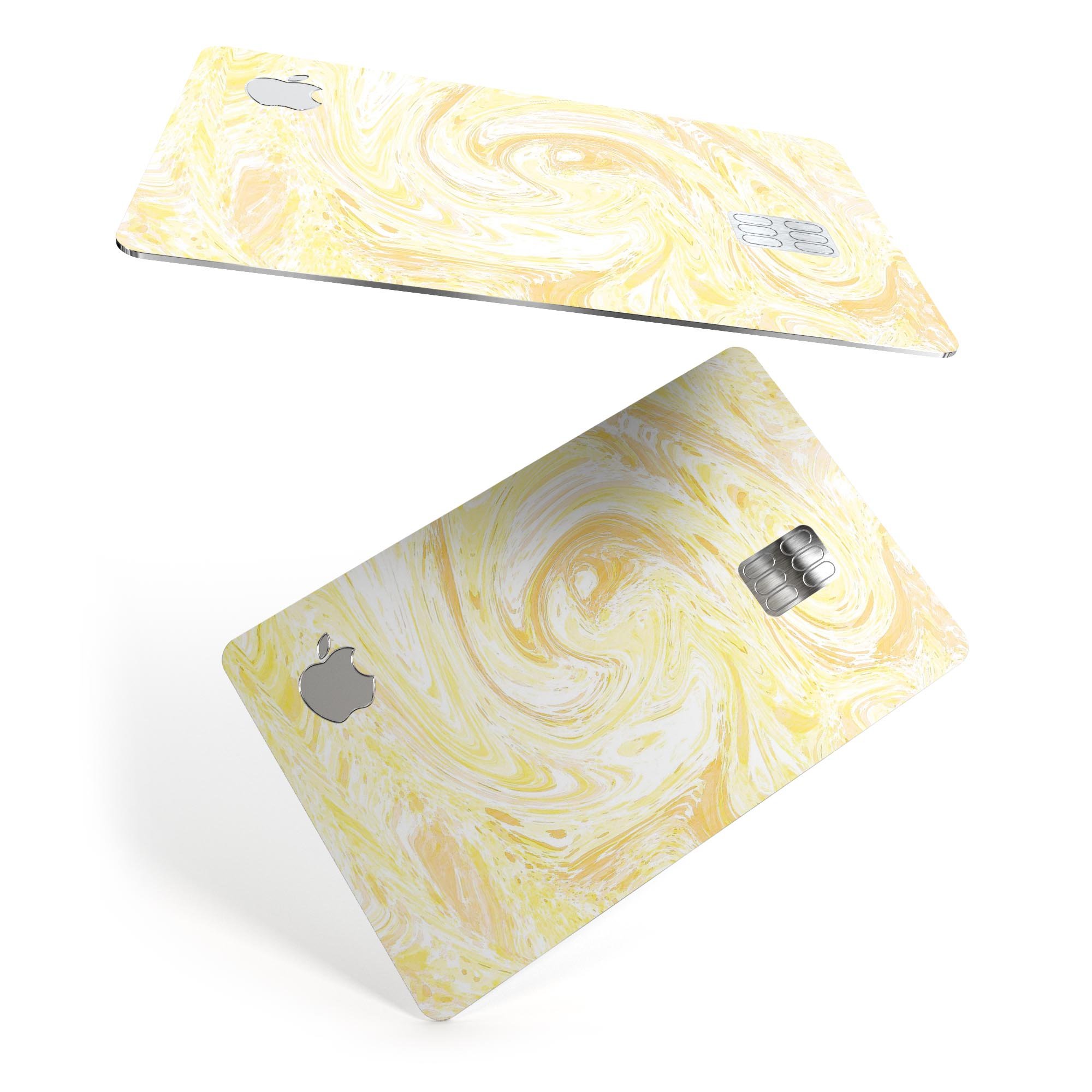 Yellow Slate Marble Surface V21 decal skin for Apple Card, showcasing a premium marble design with a glossy finish.