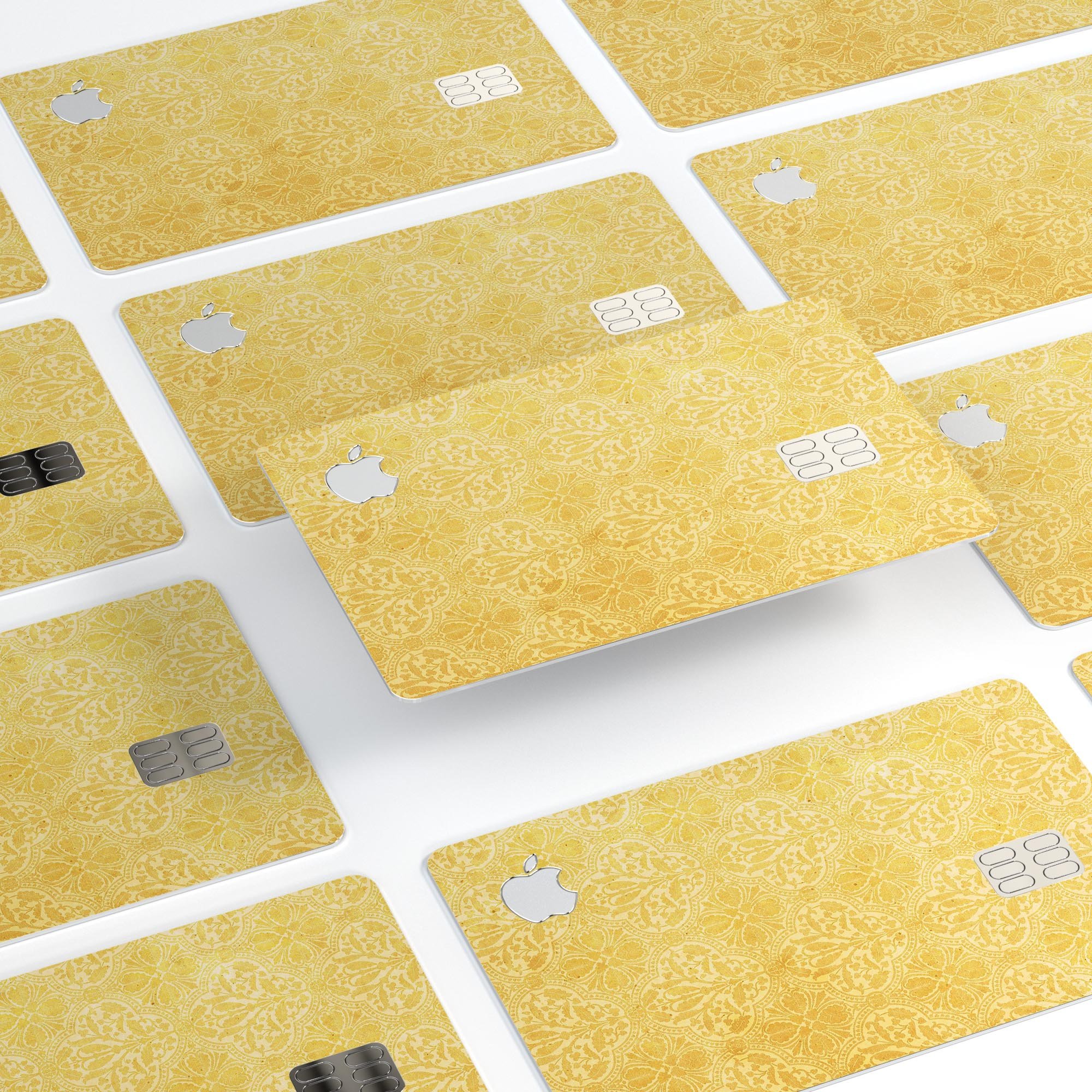 Yellow Vertical Damask Pattern decal skin for Apple Card, showcasing its elegant design and premium quality.