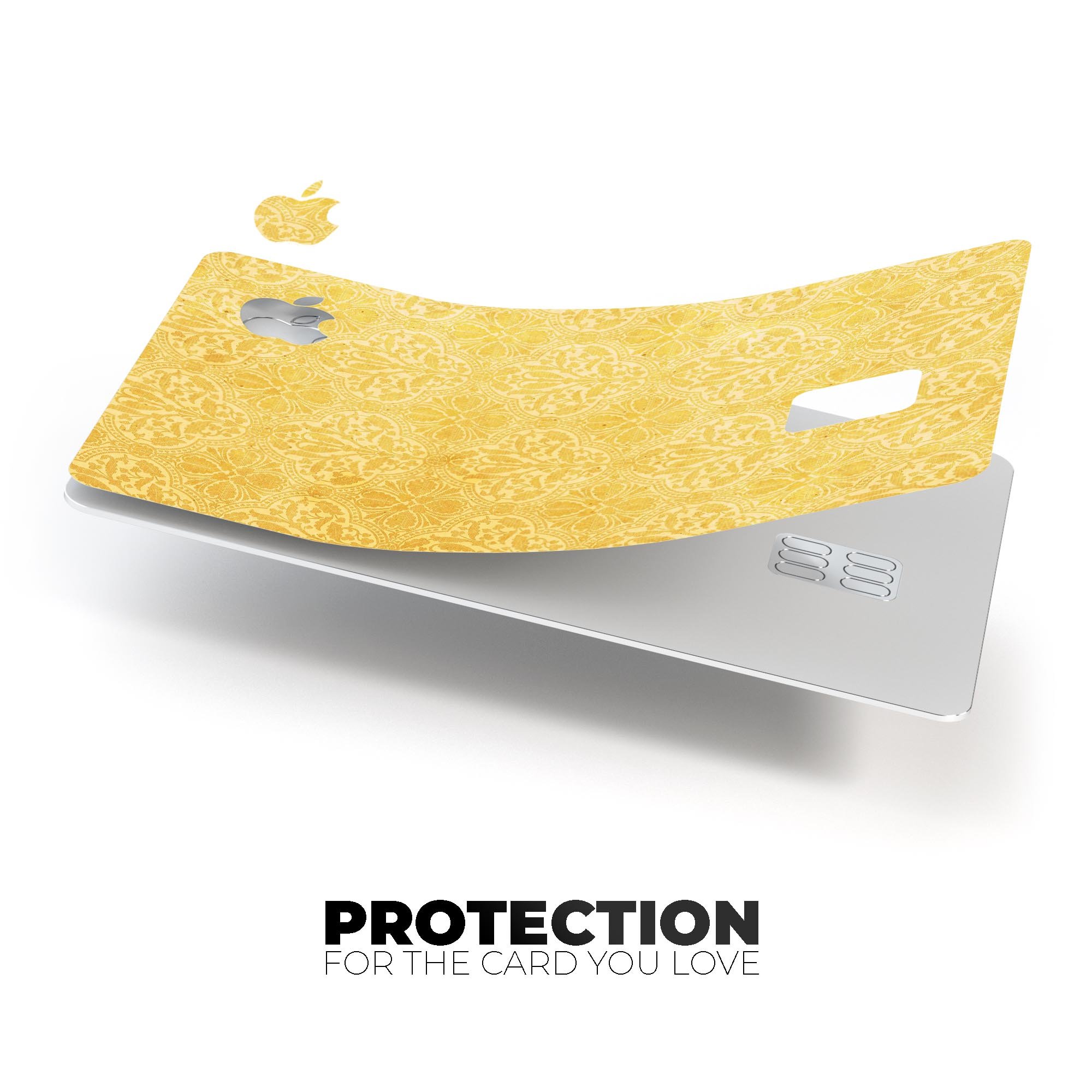 Yellow Vertical Damask Pattern decal skin for Apple Card, showcasing its elegant design and premium quality.