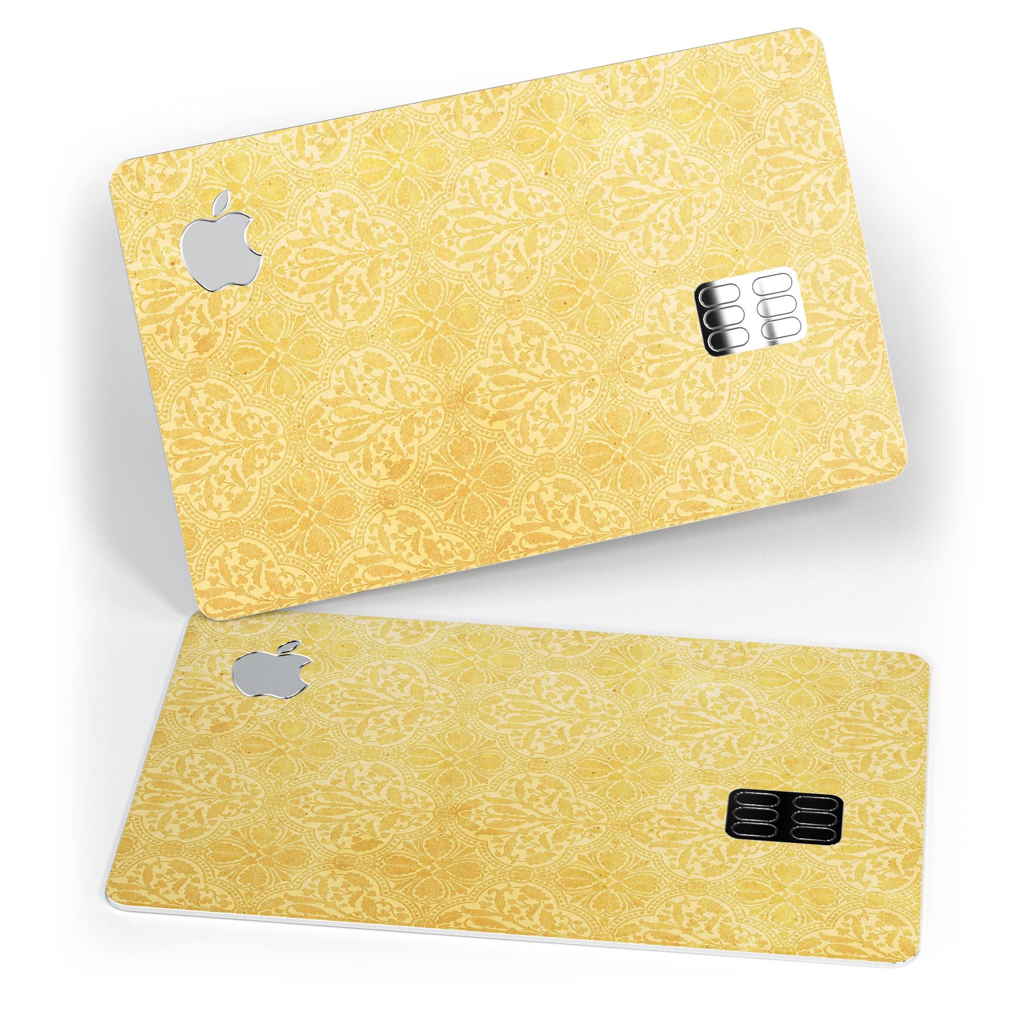 Yellow Vertical Damask Pattern decal skin for Apple Card, showcasing its elegant design and premium quality.