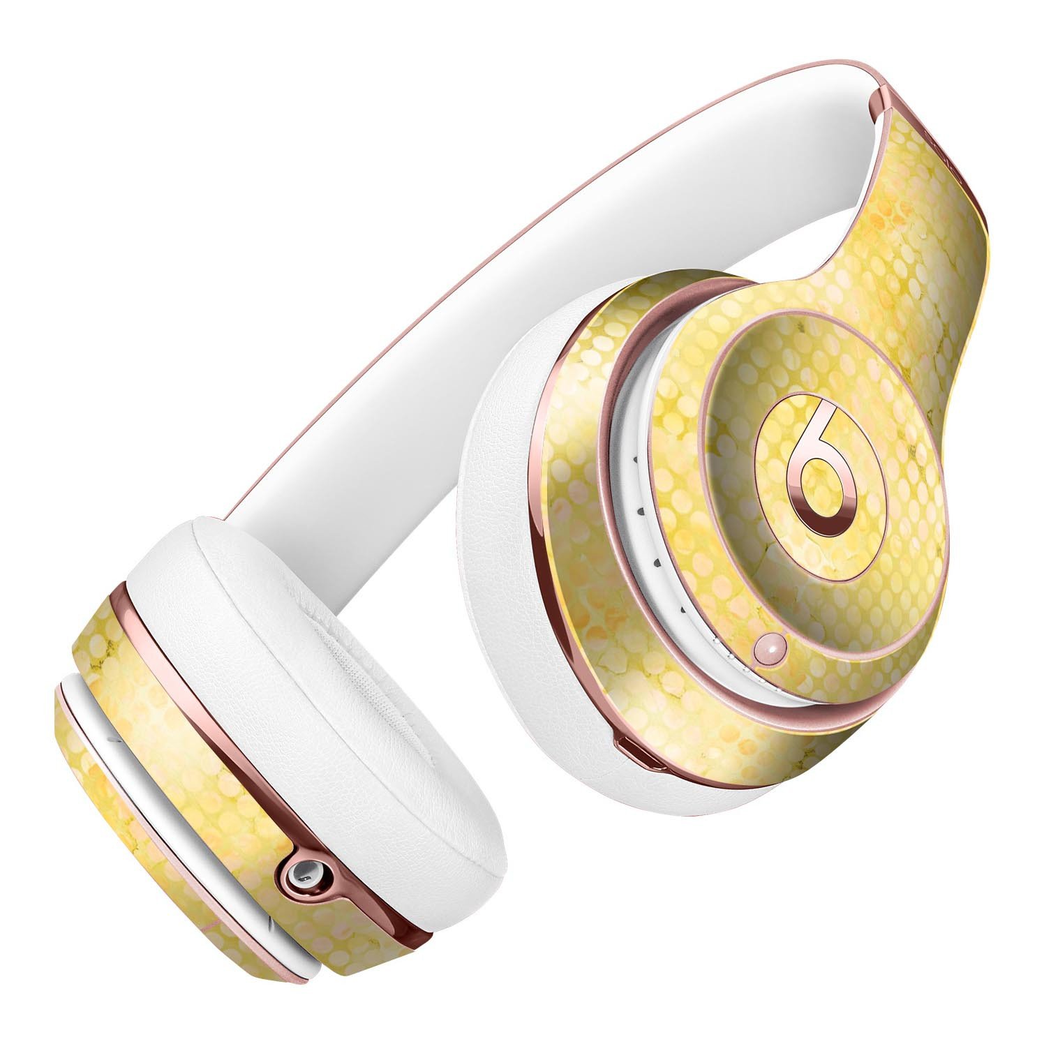 Yellow Watercolor Polka Dots Full-Body Skin Kit for Beats by Dre Solo 3 Wireless Headphones, showcasing vibrant colors and unique design.